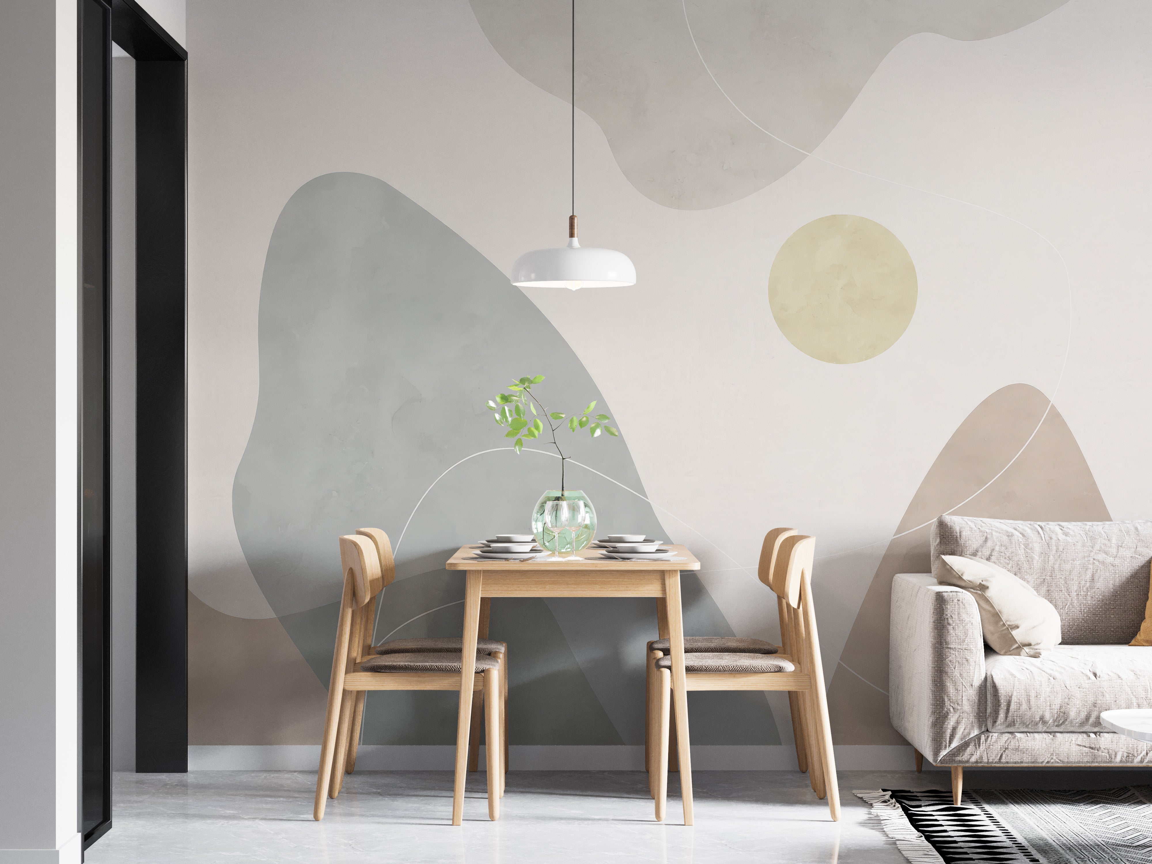 Abstract terrain wallpaper mural with soft hues
