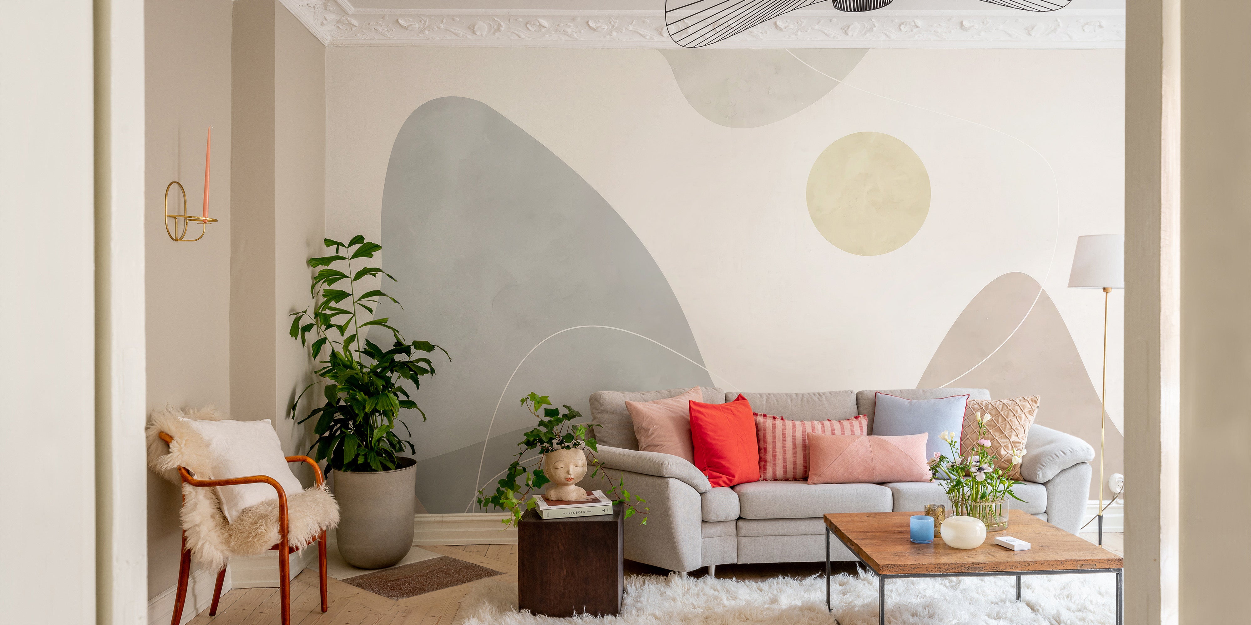 Abstract terrain mural with minimalist vibes
