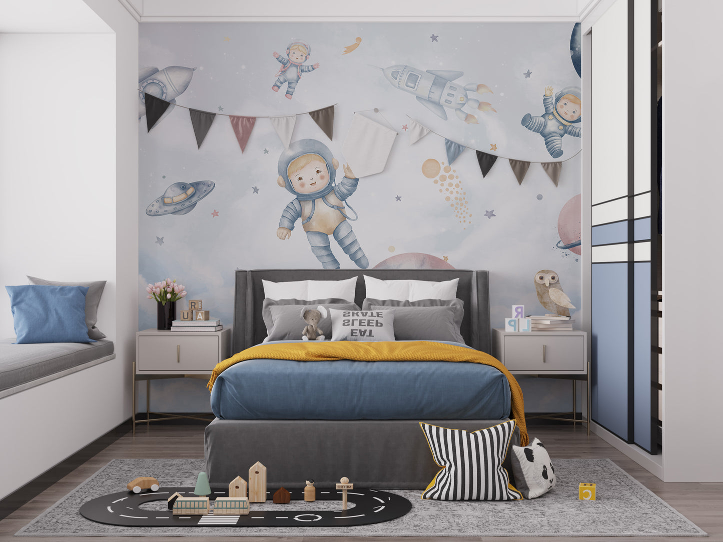 Cosmic Kids Space Wallpaper for colorful walls