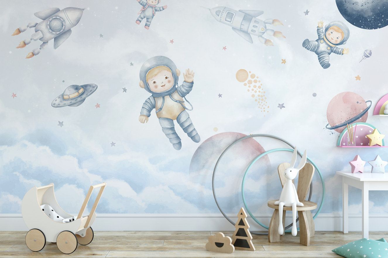 Cosmic Kids Space Wallpaper for playful decor