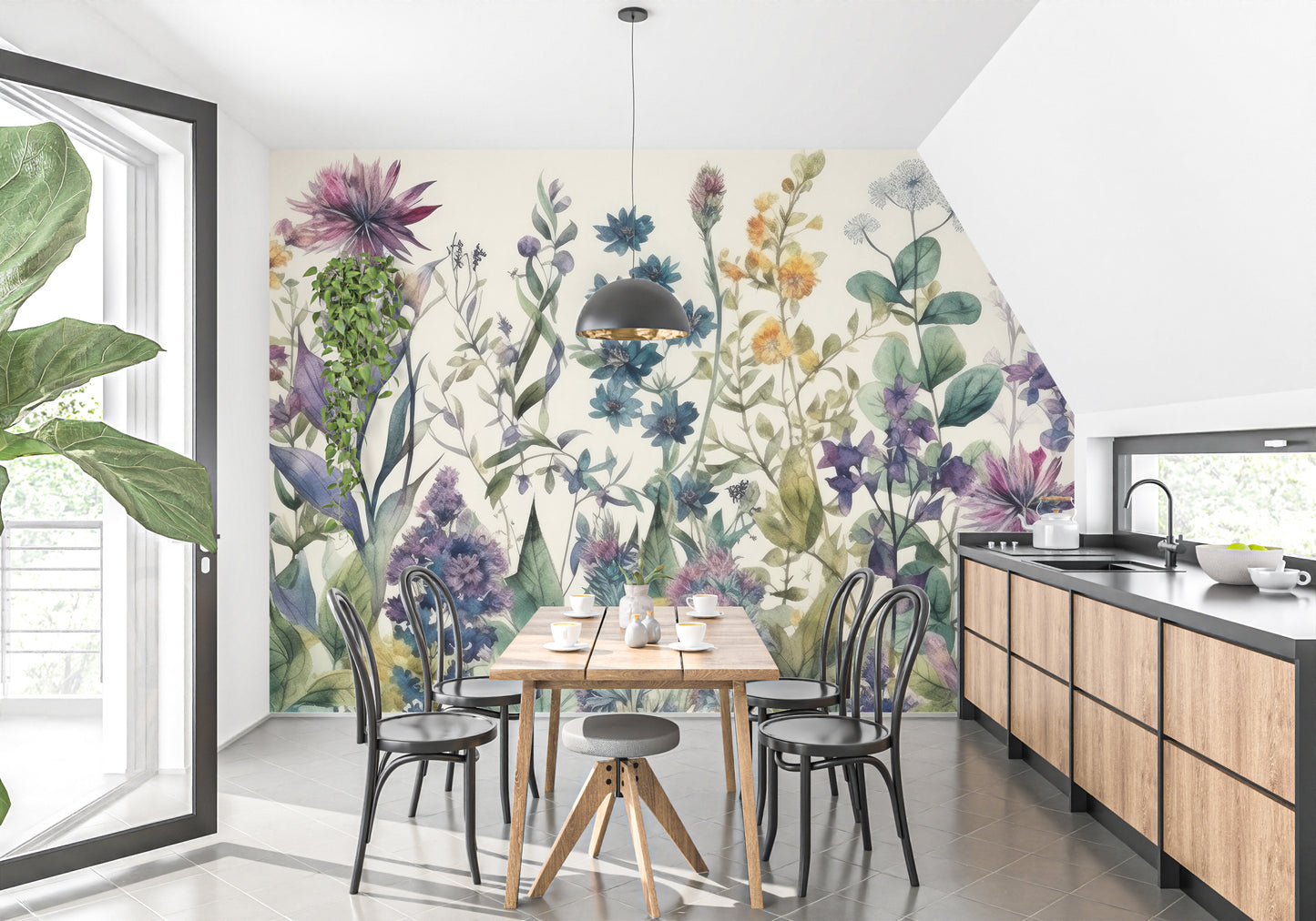 Garden Blooms Wallpaper Mural for a serene vibe