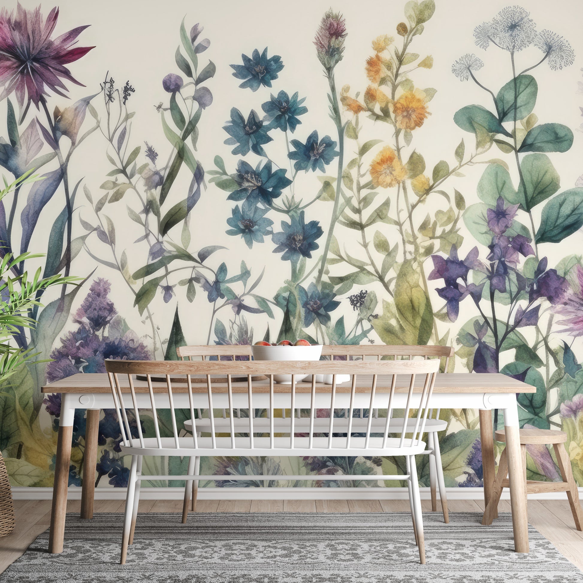 Vibrant Garden Blooms Wallpaper Mural design