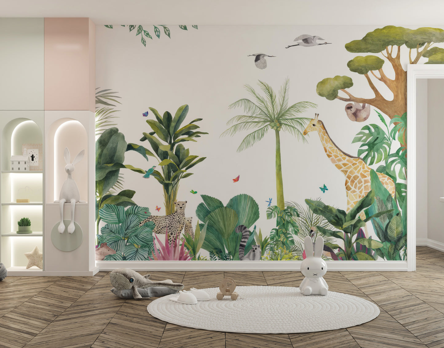 Serene Jungle Wildlife Wallpaper Mural for lush surroundings