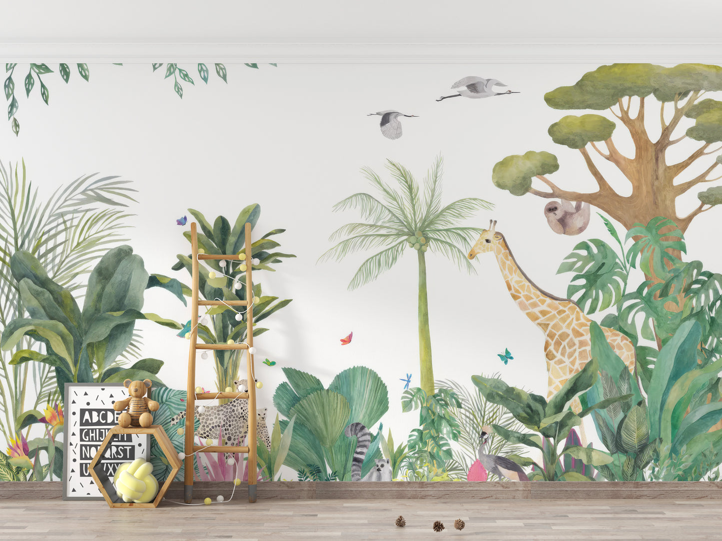 Serene Jungle Wildlife Wallpaper Mural for peaceful design