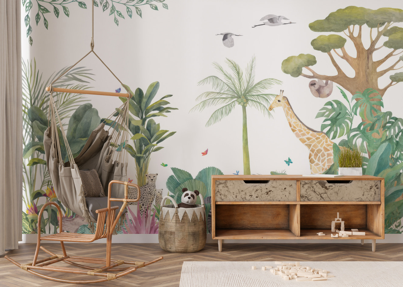 Serene Jungle Wildlife Wallpaper Mural for your space