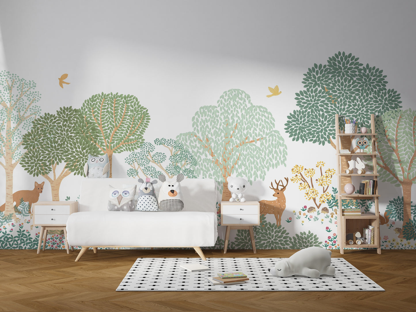 Charming Storybook Deer Wallpaper Mural design