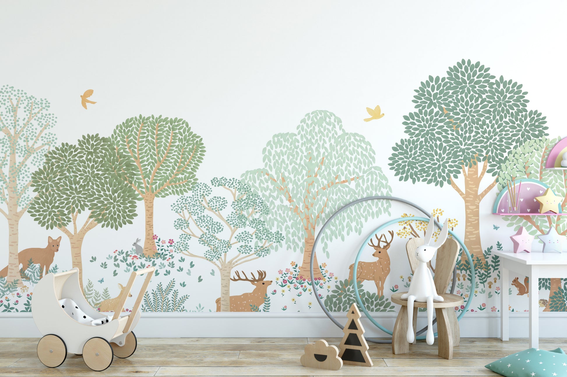 Storybook Deer Wallpaper Mural for kids’ imagination