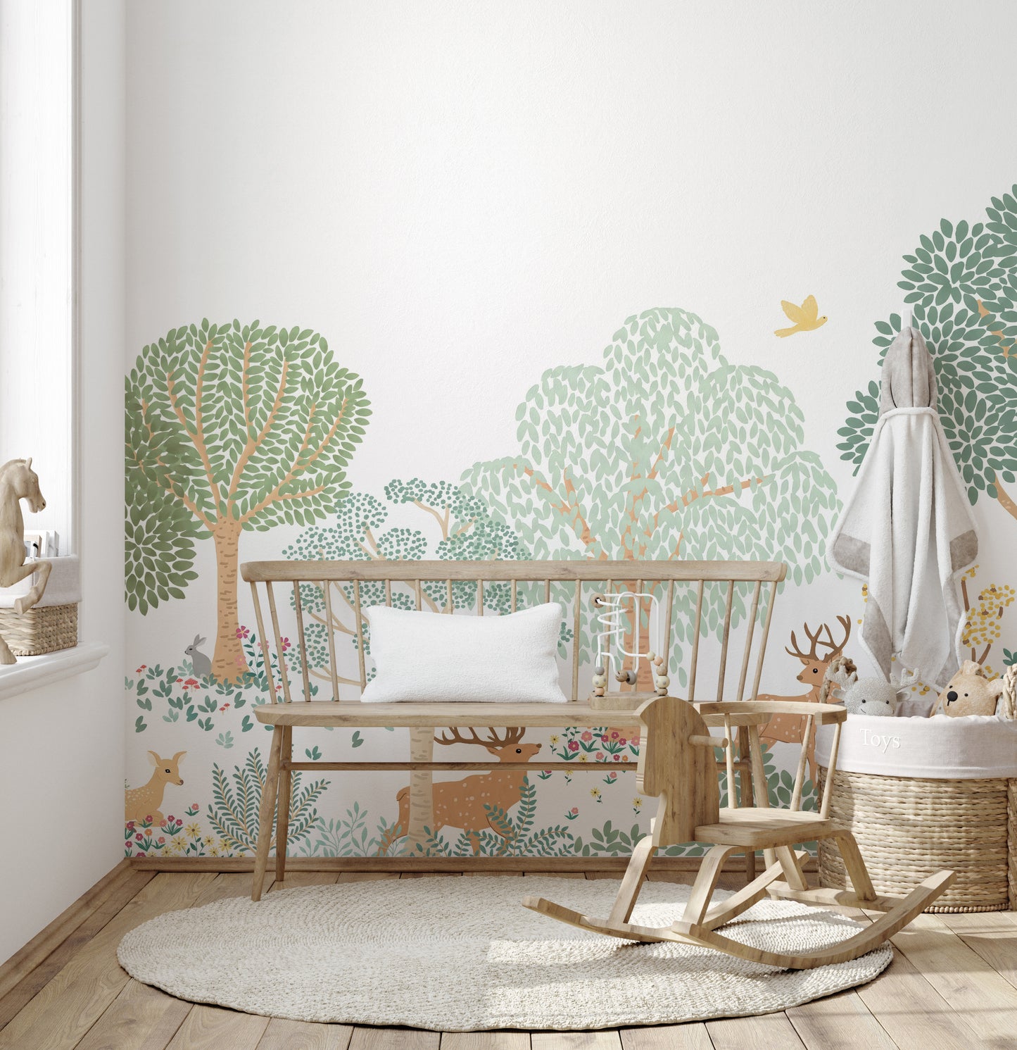 Storybook Deer Wallpaper Mural for a nature-inspired room