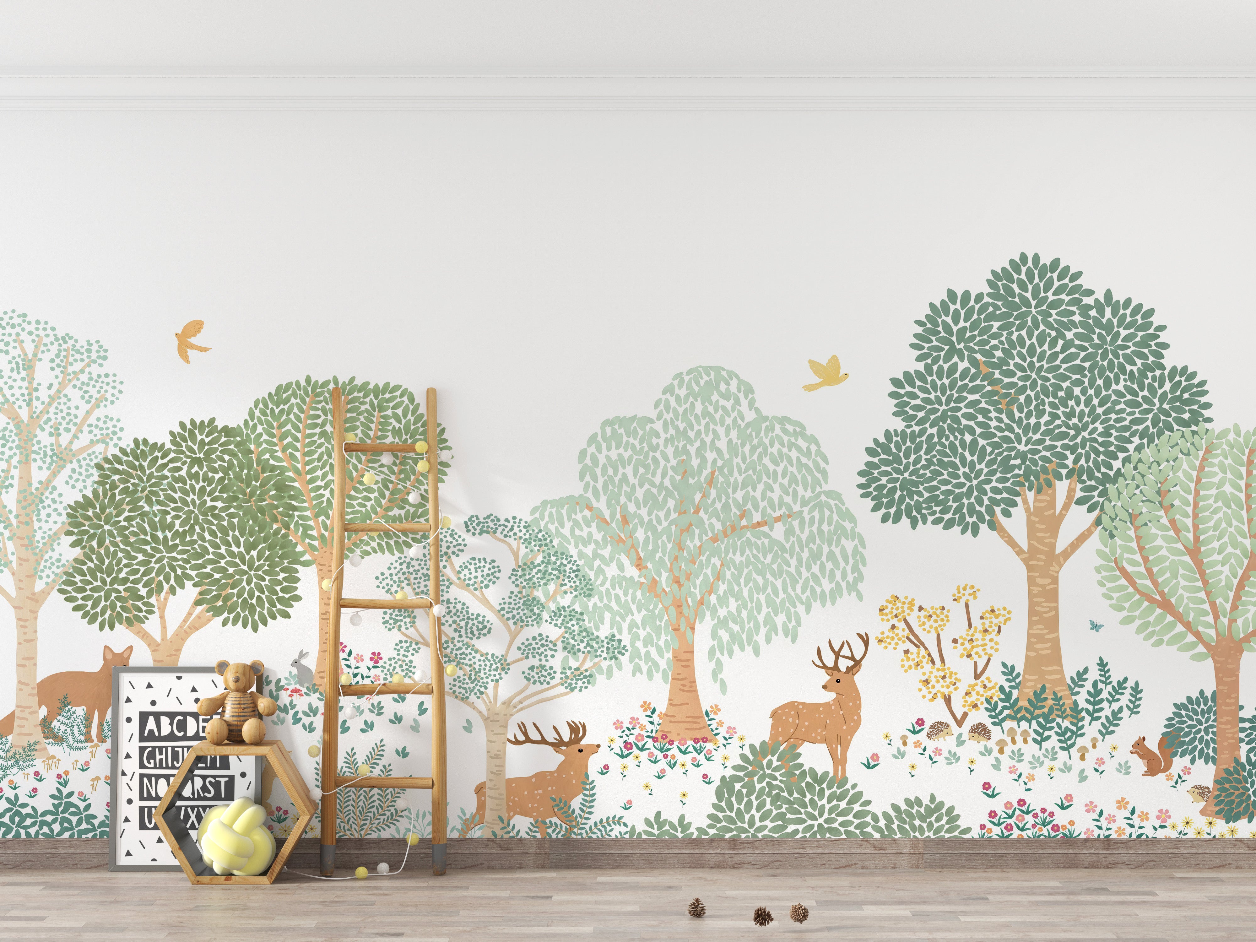 Storybook Deer Wallpaper Mural for a serene feel