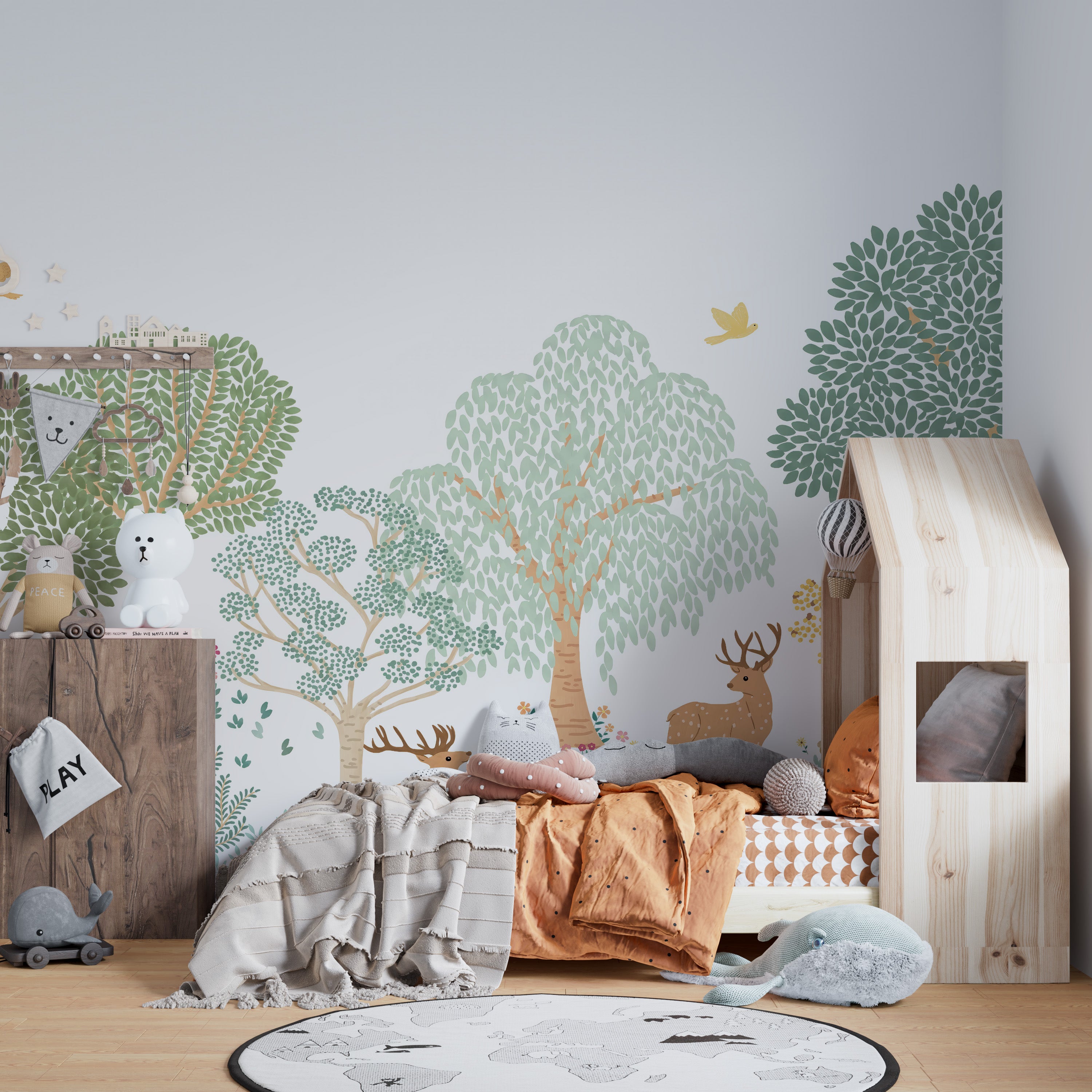 Storybook Deer Wallpaper Mural for a cozy space