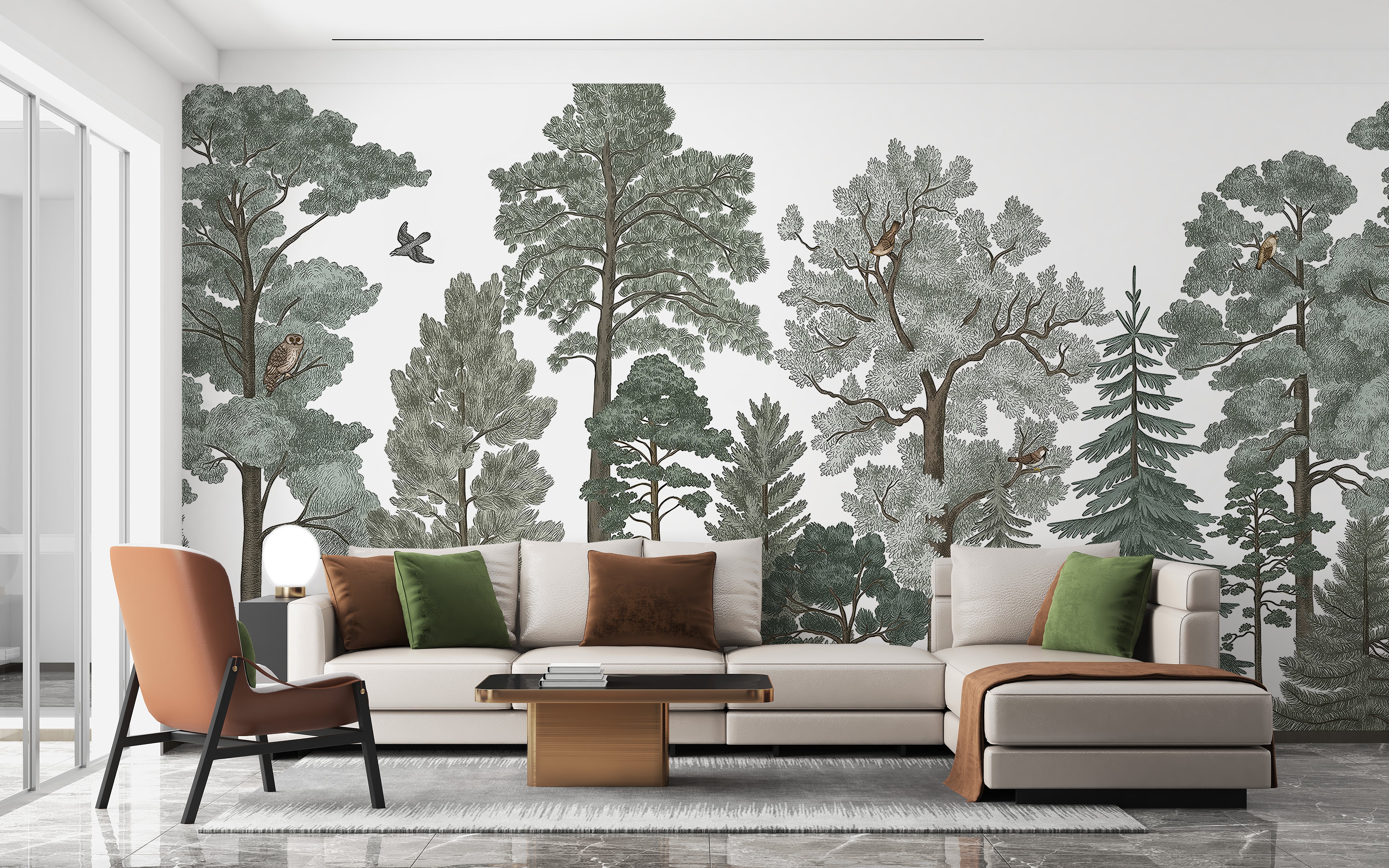 Majestic Pines Fox Wallpaper Mural for a rustic look