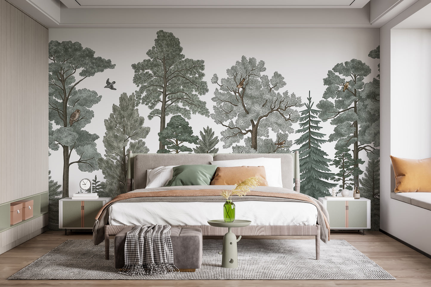 Majestic Pines Fox Wallpaper Mural for a calming vibe