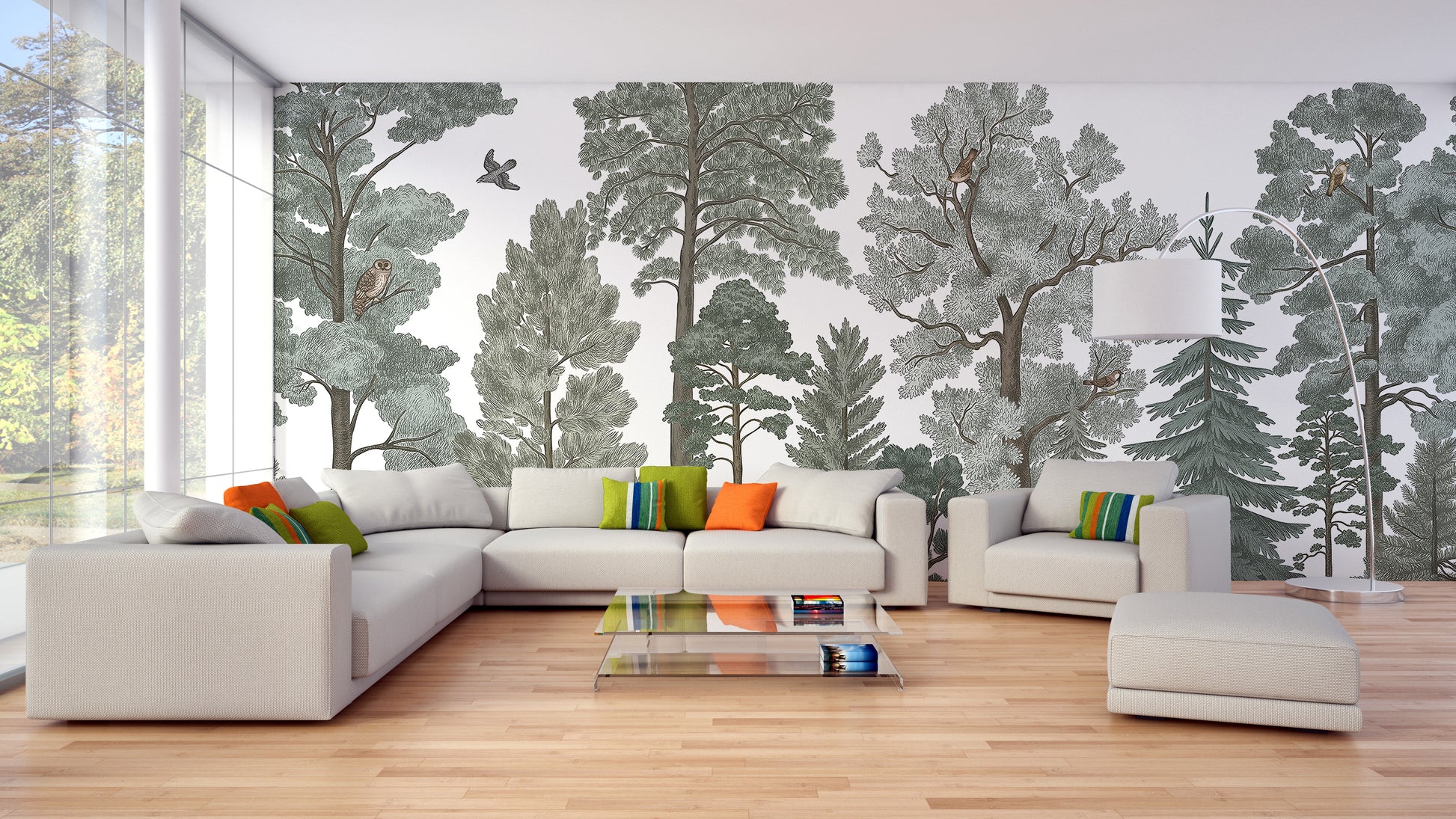 Majestic Pines Fox Wallpaper Mural for a cozy vibe
