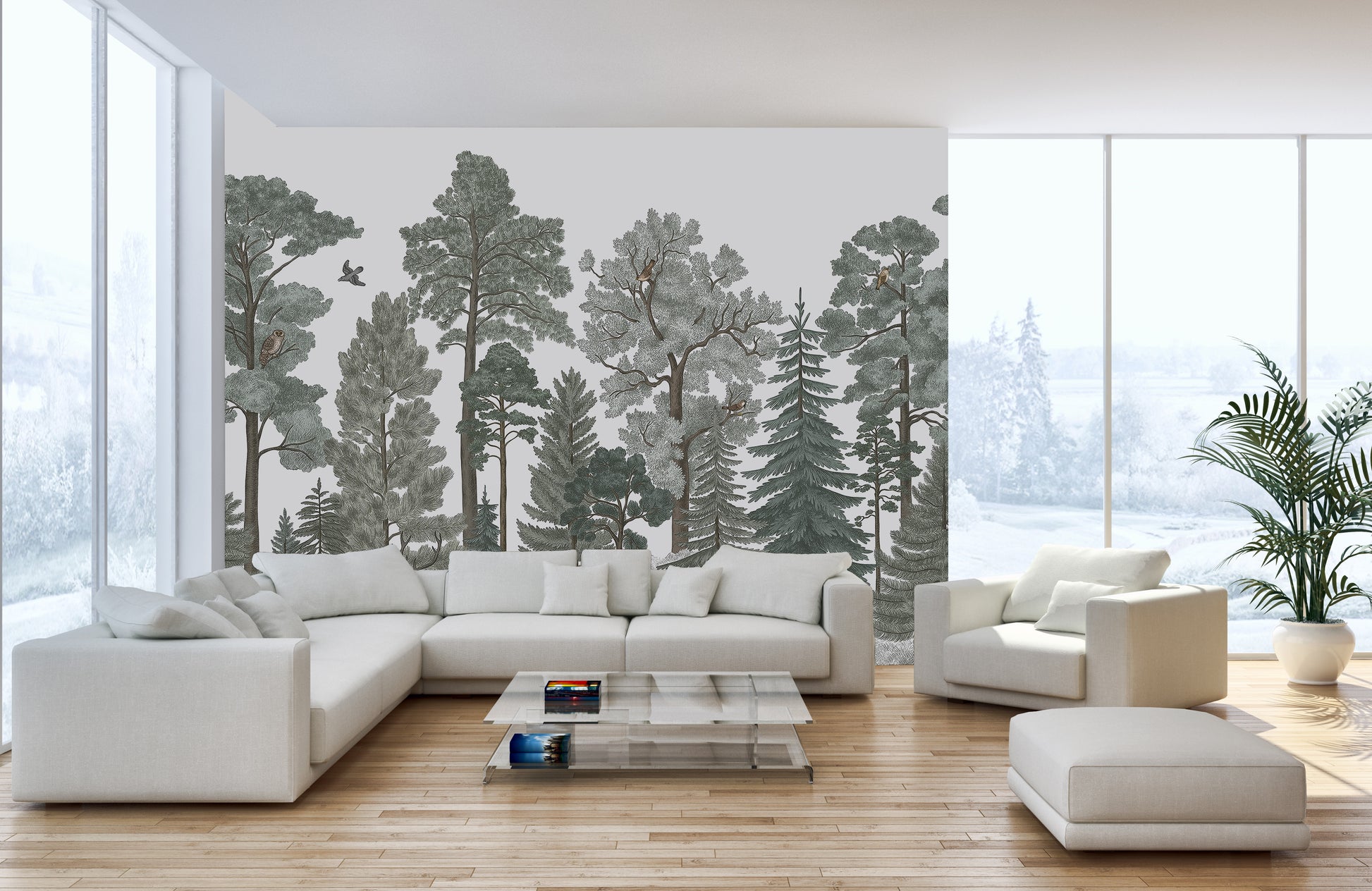 Majestic Pines Fox Wallpaper Mural for a woodland feel