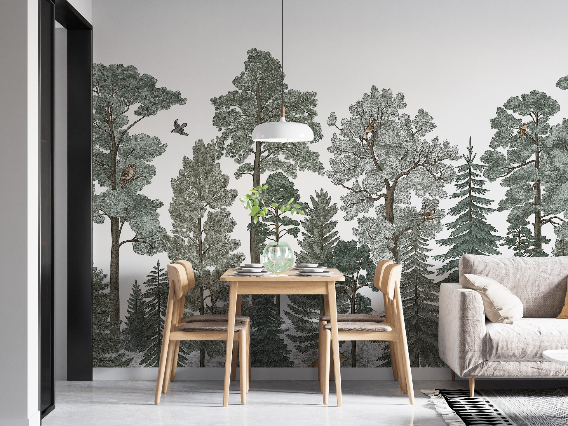 Majestic Pines Fox Wallpaper Mural for a nature-inspired room