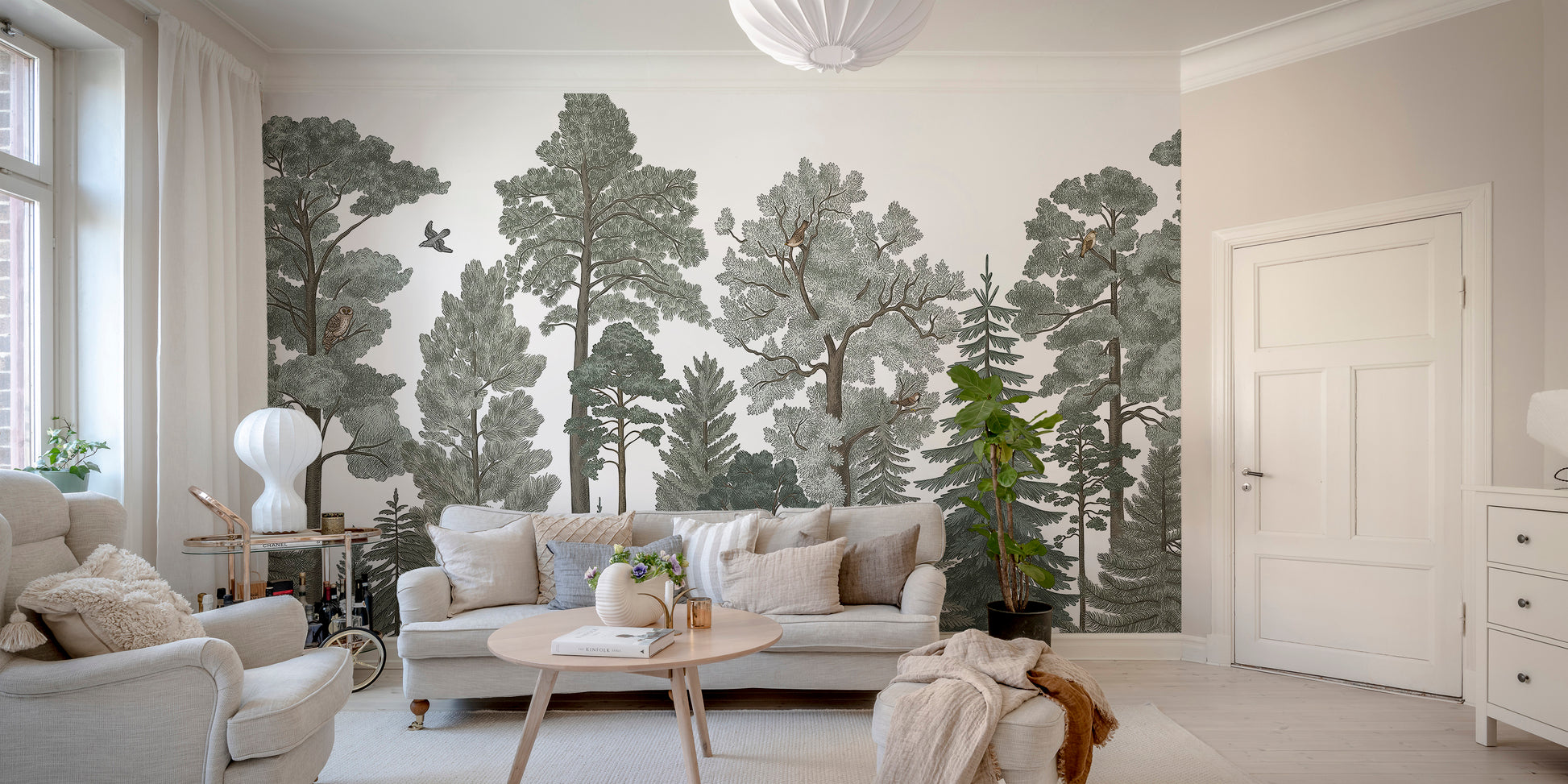 Majestic Pines Fox Wallpaper Mural for a serene space
