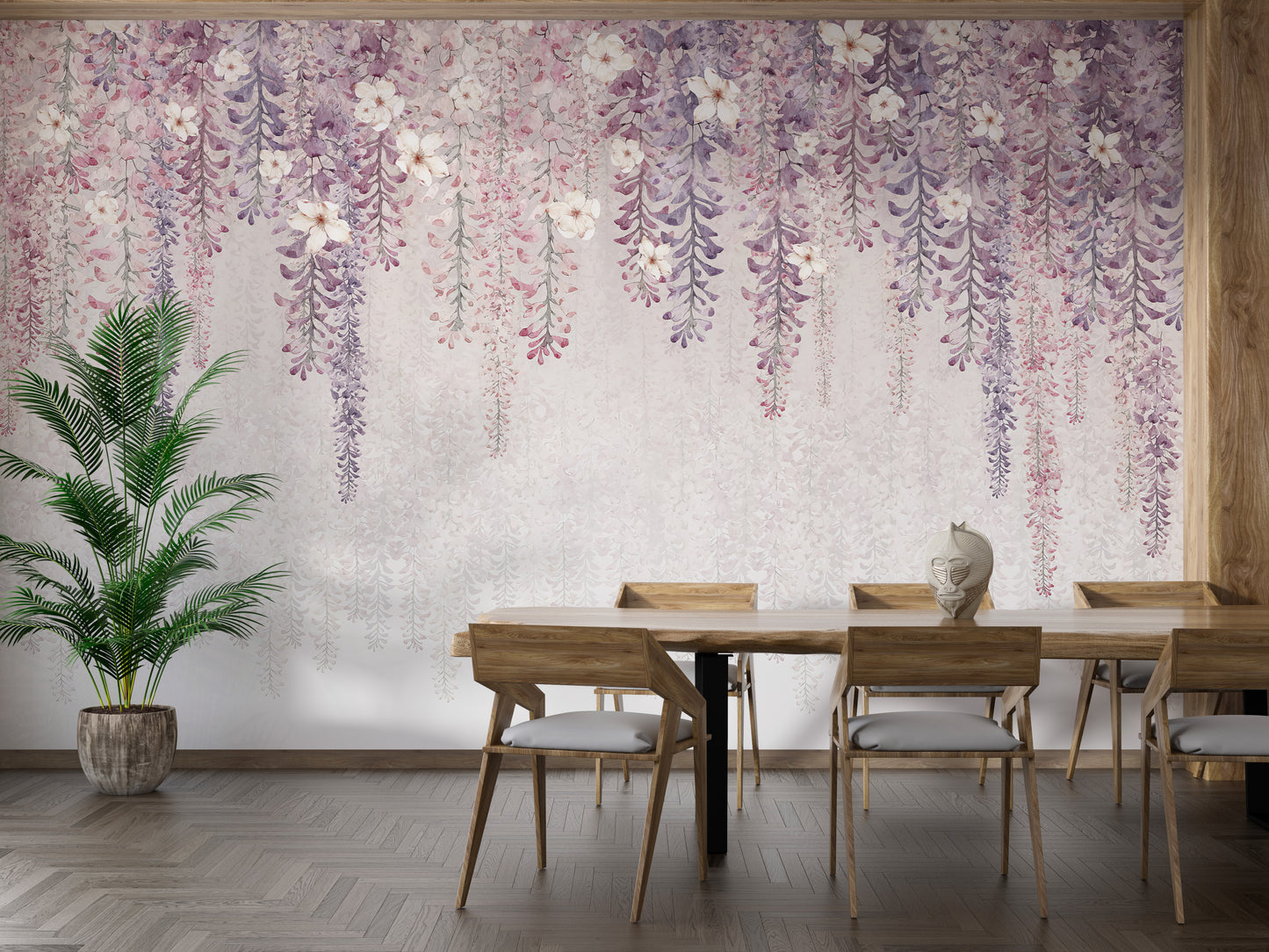 Hanging Blossom Leaves Wall Mural with vibrant blooms