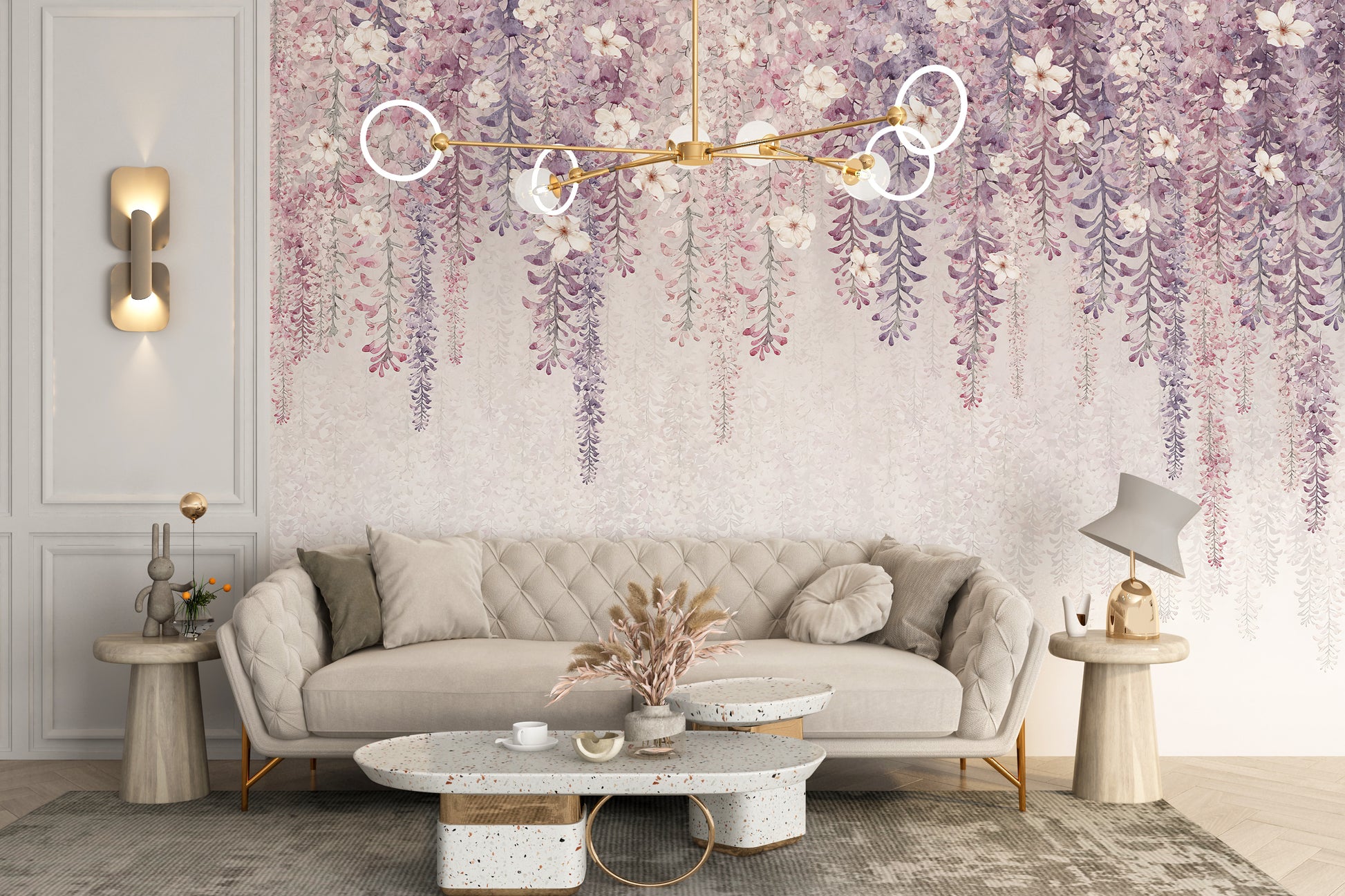 Hanging Blossom Leaves Wallpaper Mural for a peaceful vibe