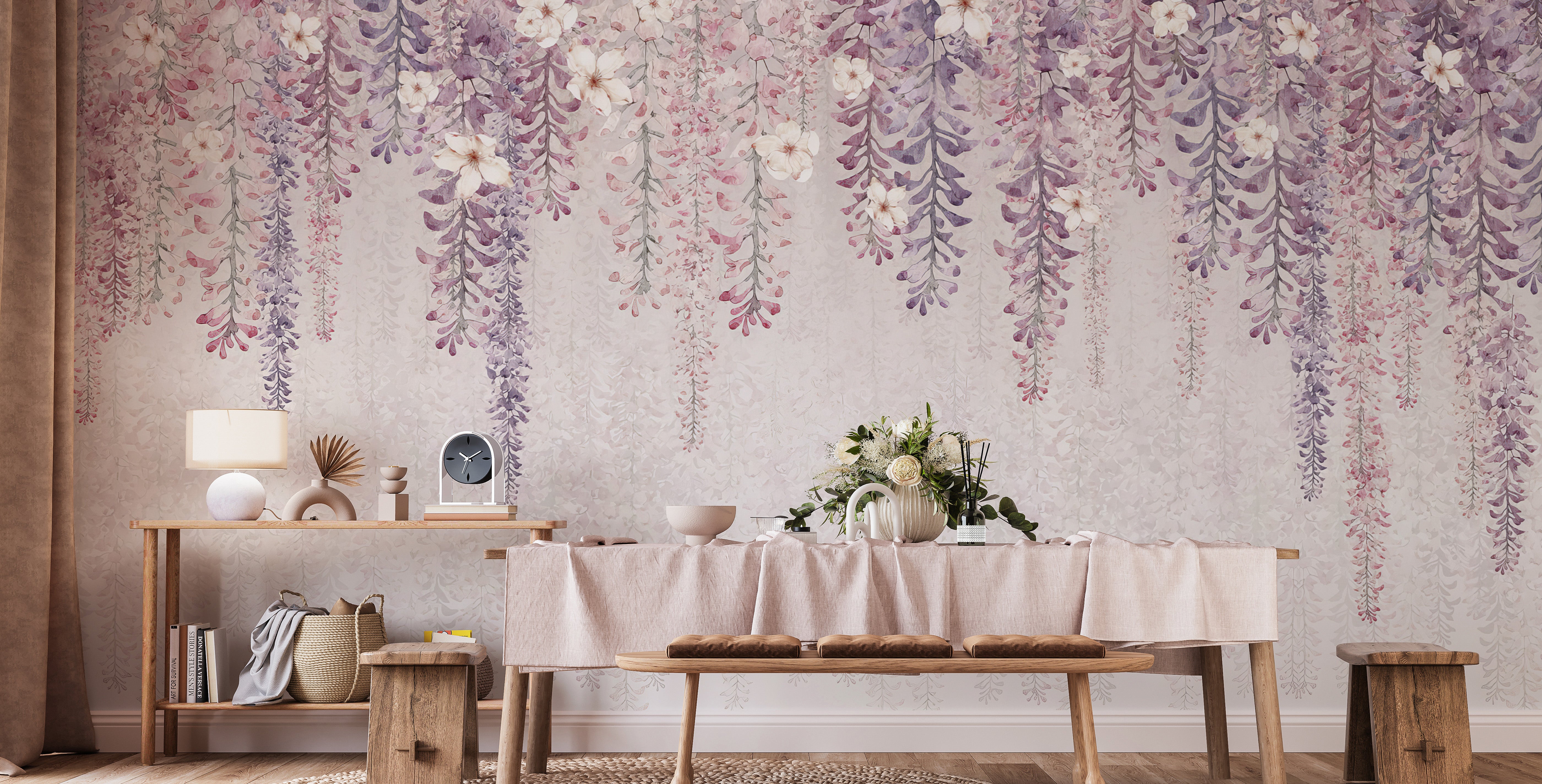 Hanging Blossom Leaves Wall Mural for a natural charm