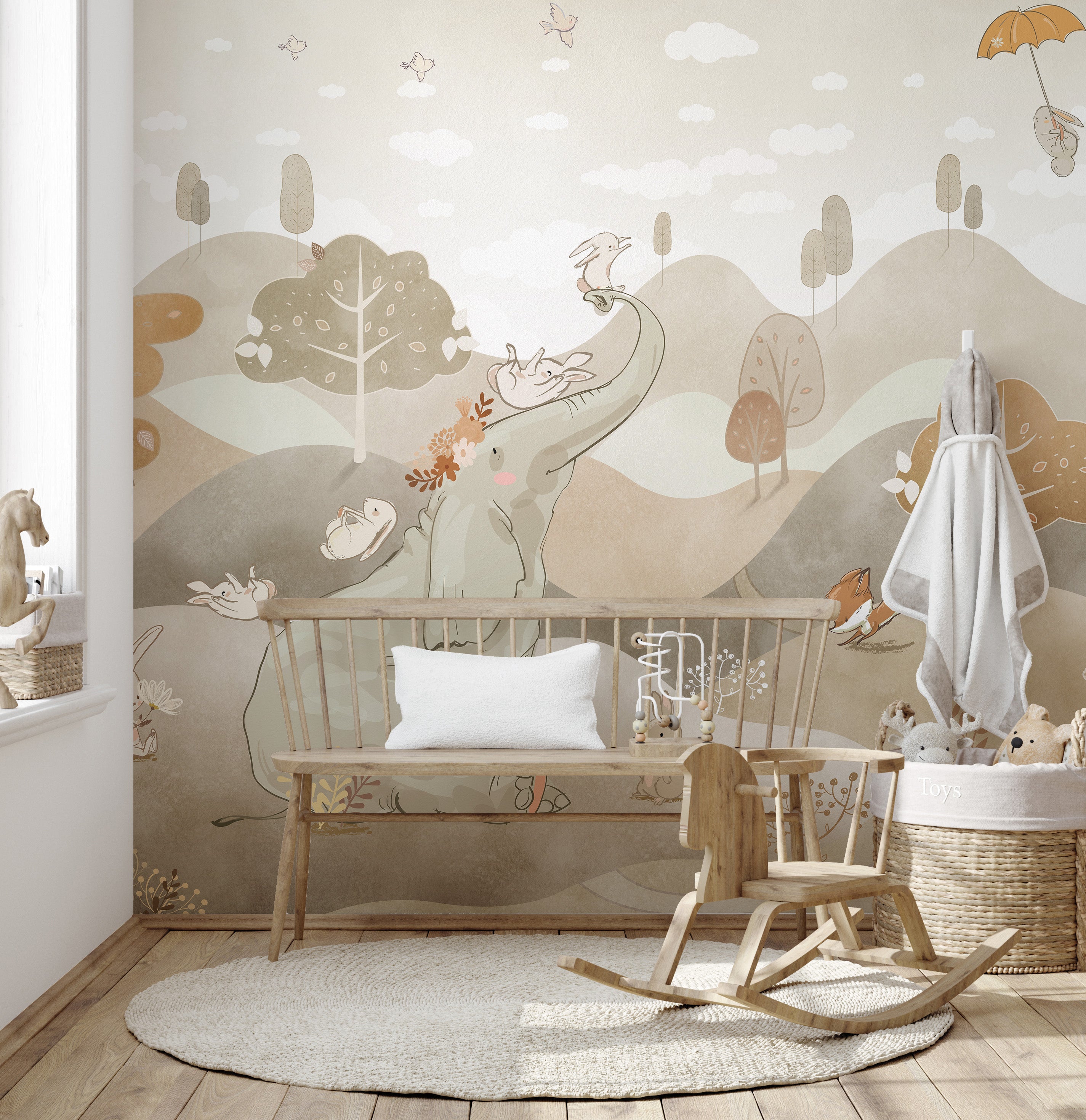 Balloon Adventure Wall Mural for a fun, airy look