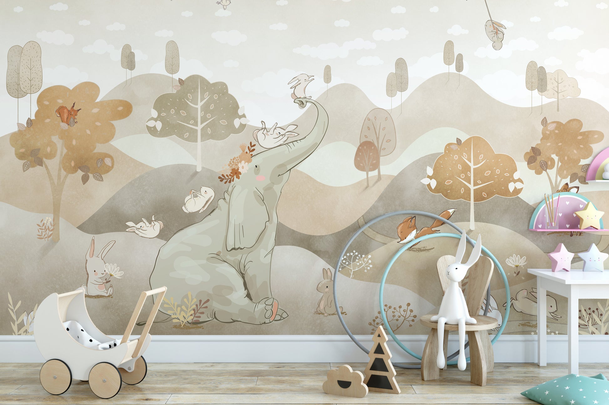 Balloon Adventure Wall Mural with vibrant balloon designs