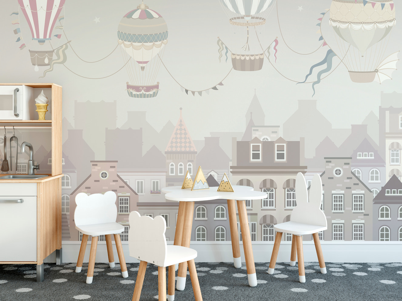 Dreamy Hot Air Balloons Wallpaper Mural for a soft look