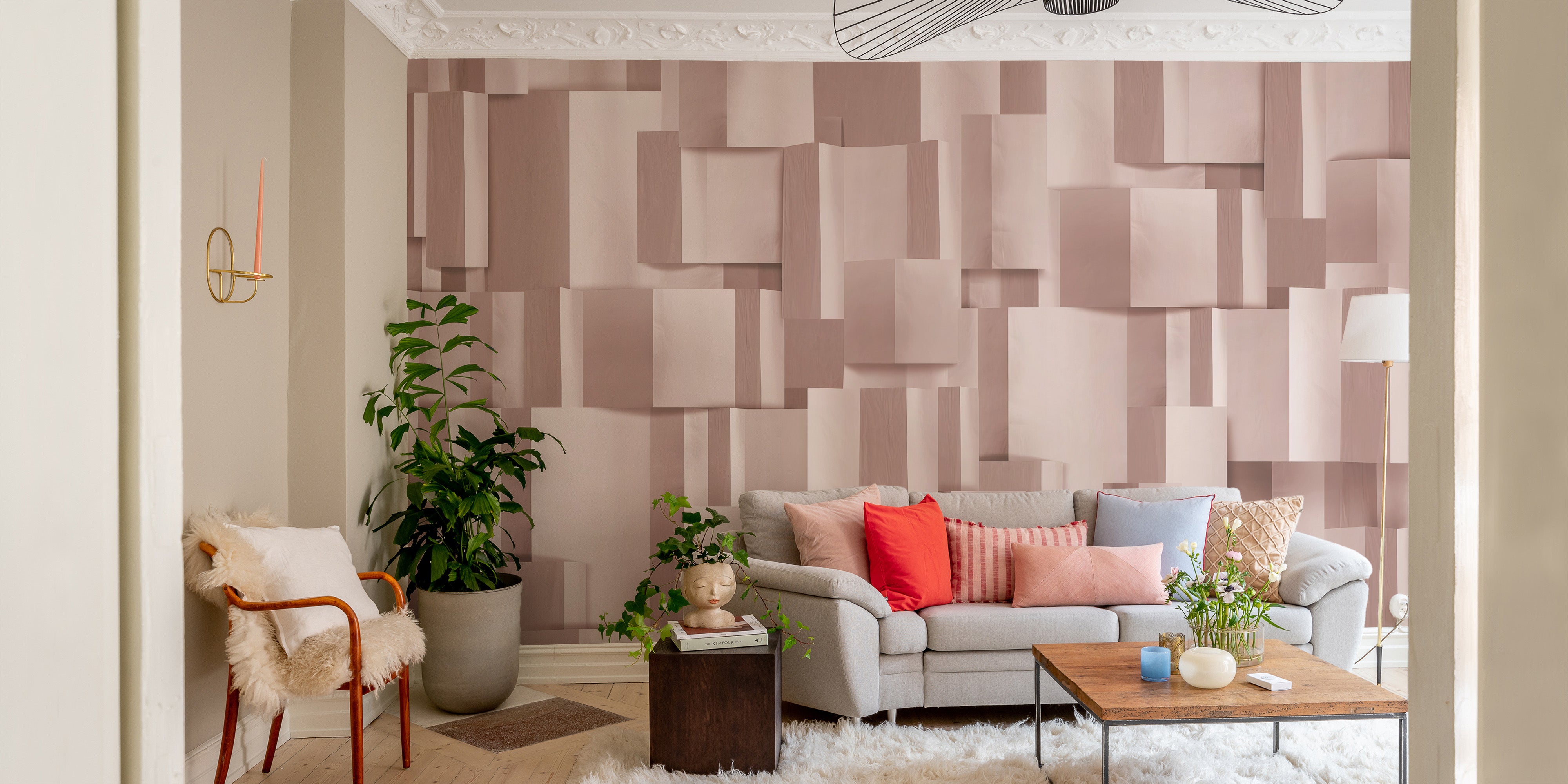 Textured Elegance Wall Mural with rich, textured patterns