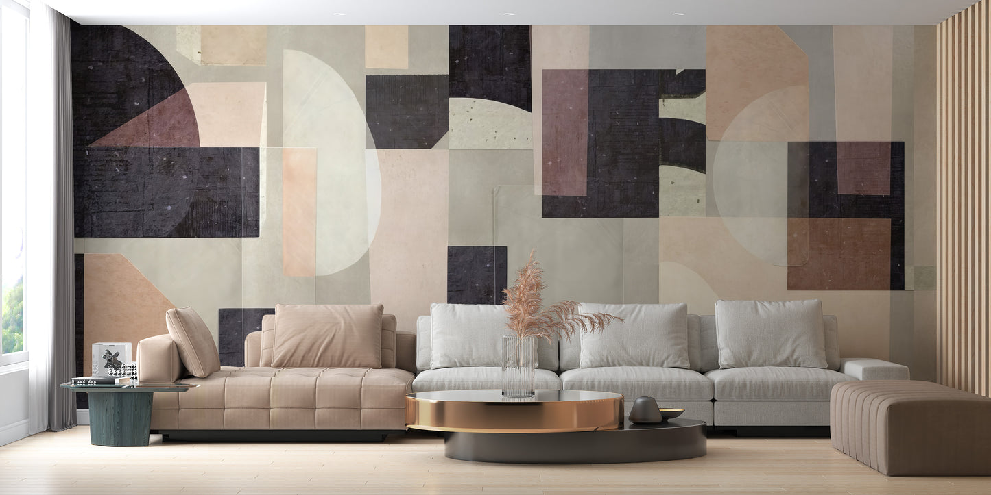 Modern Artistic Wallpaper Mural with abstract shapes