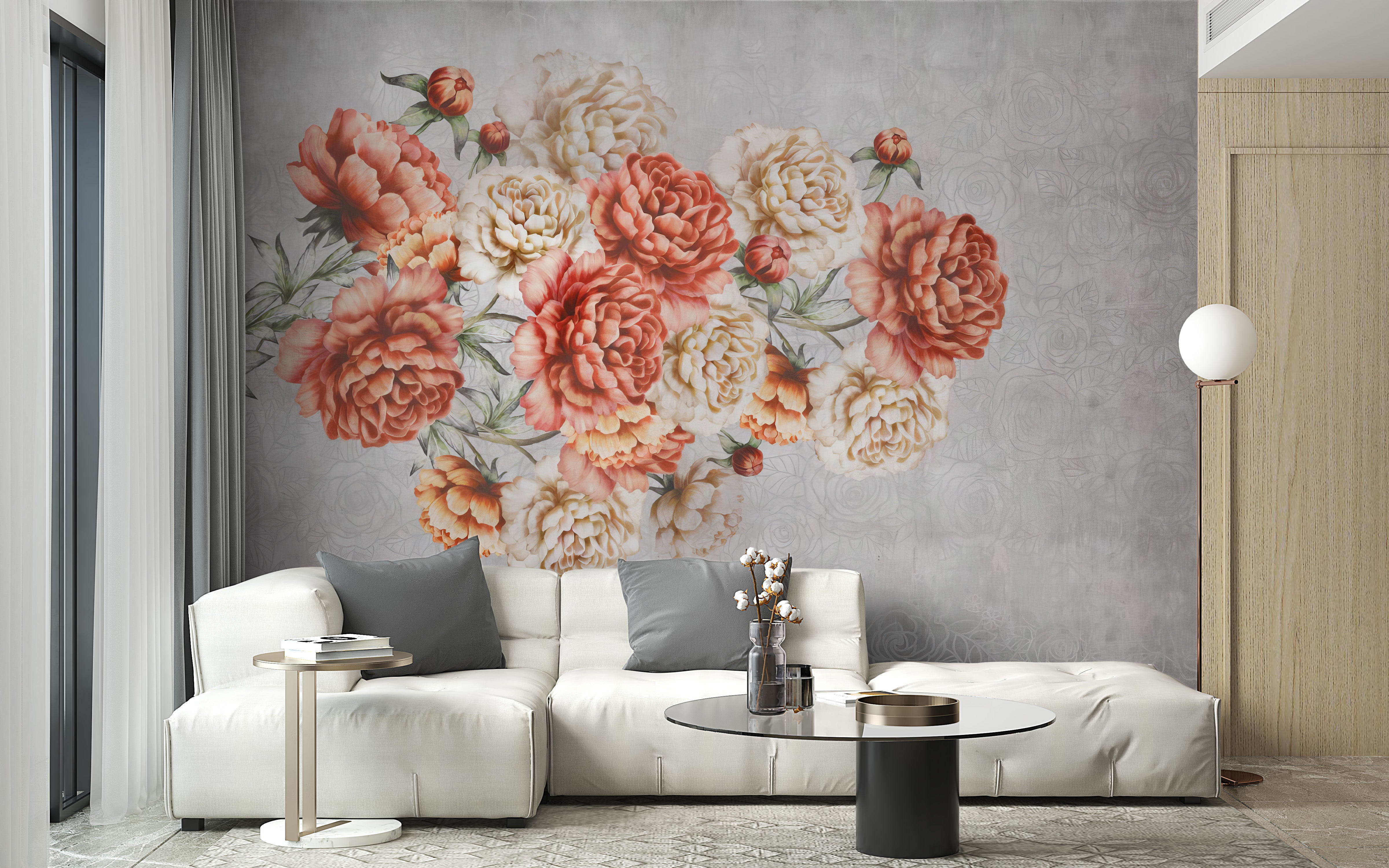 Floral Elegance Wallpaper Mural with pastel tones