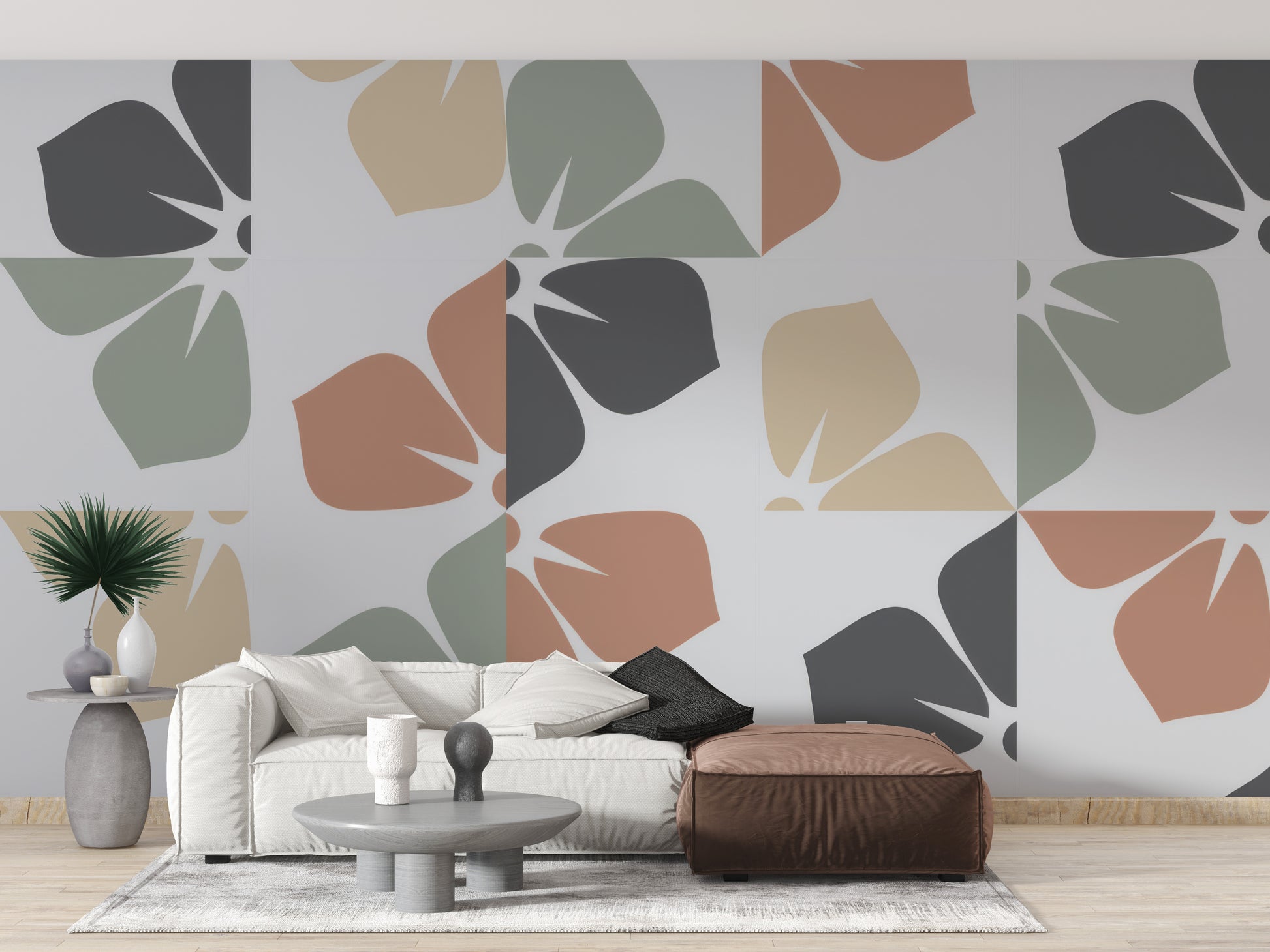 Soft Vintage Foliage Wall Mural for interiors