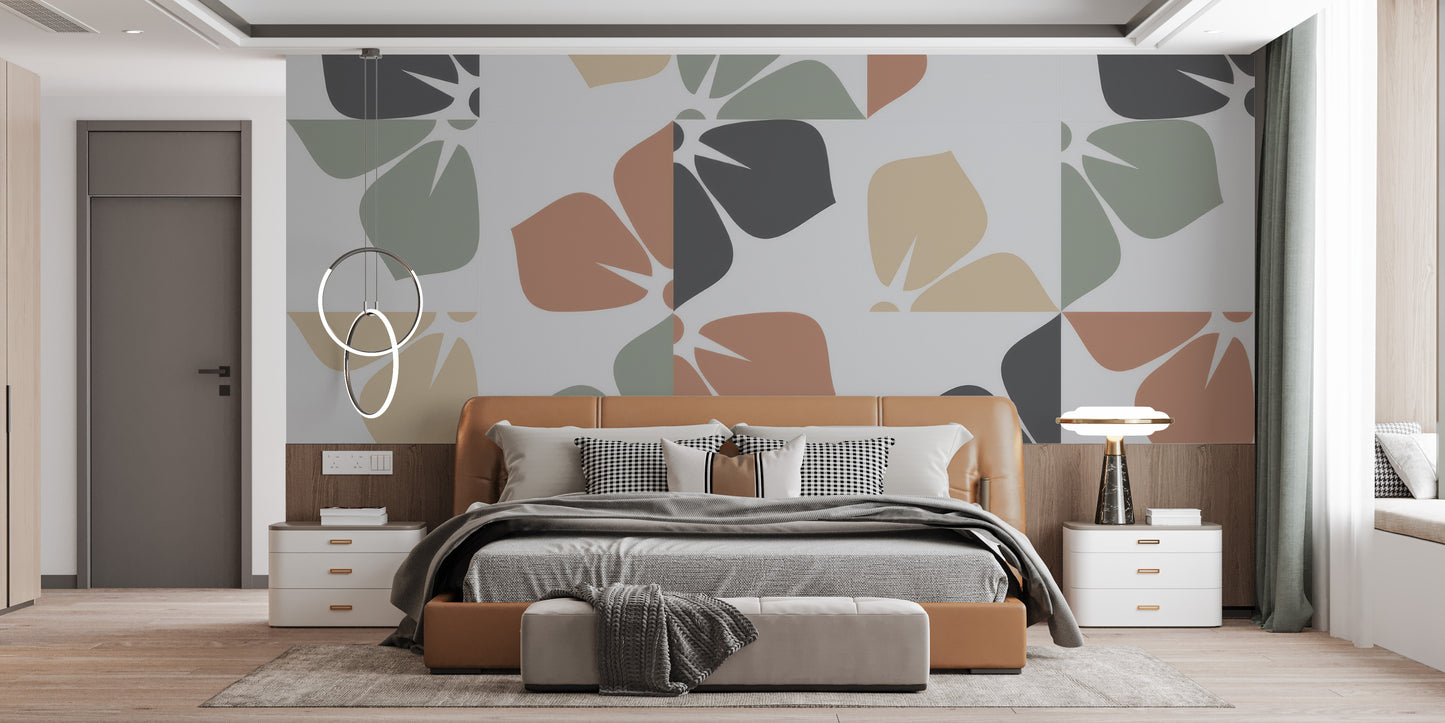 Vintage Foliage Wall Mural with earthy tones