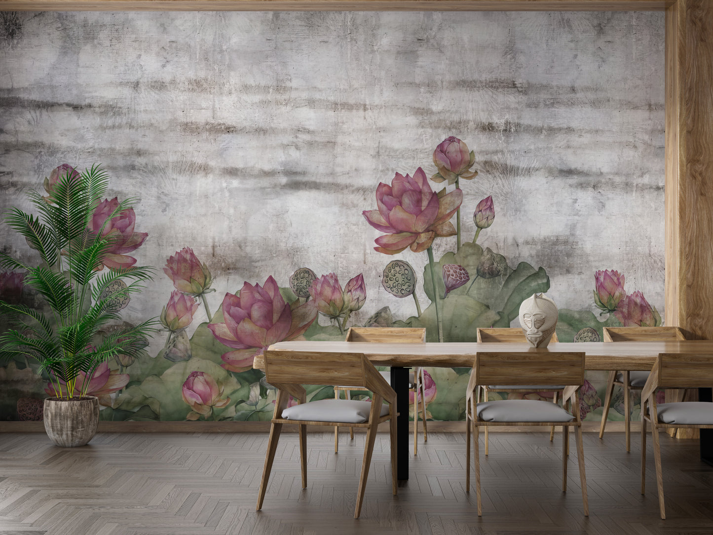 Lotus Pond in Oriental style Wall Mural for walls