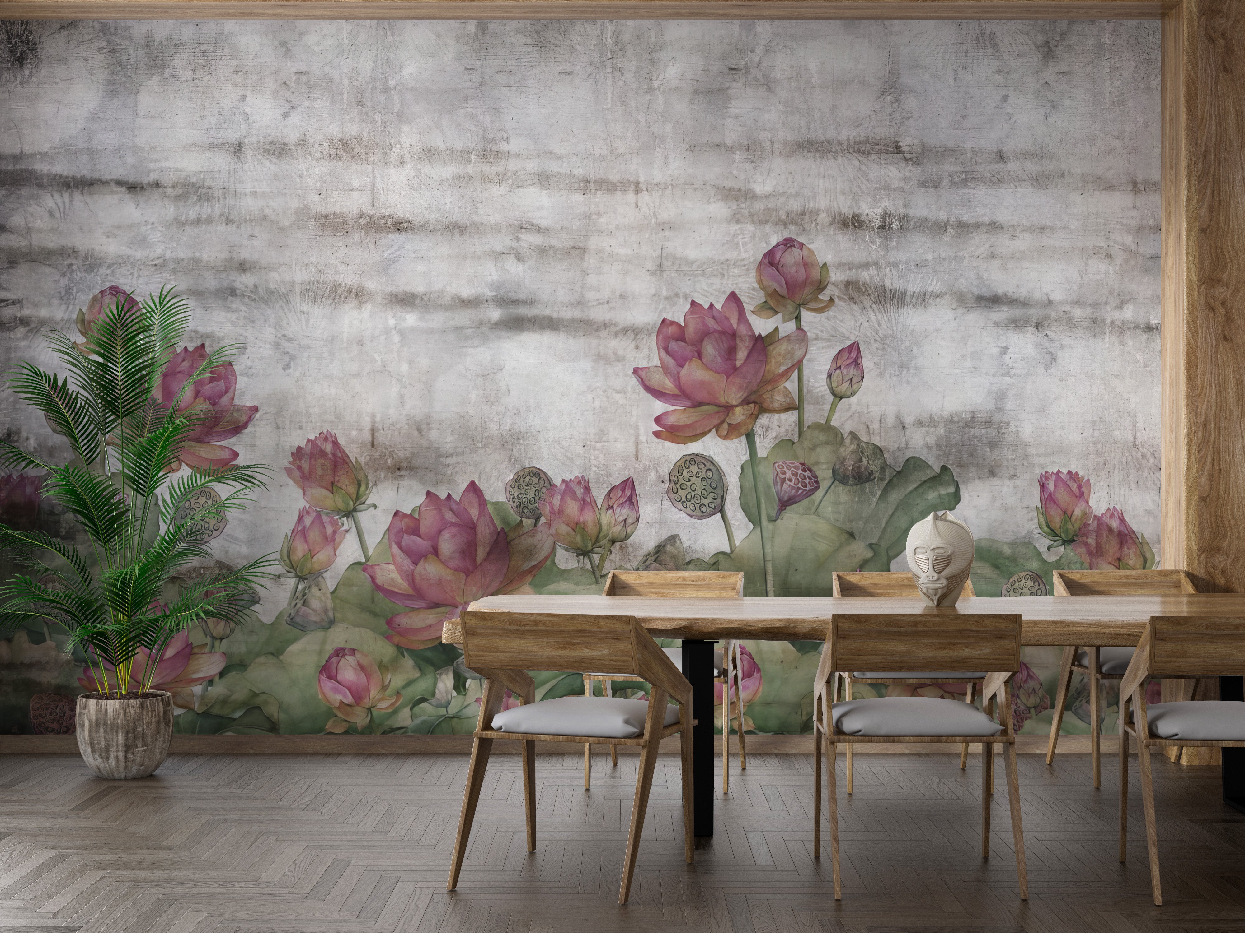 Lotus Pond in Oriental style Wall Mural for walls