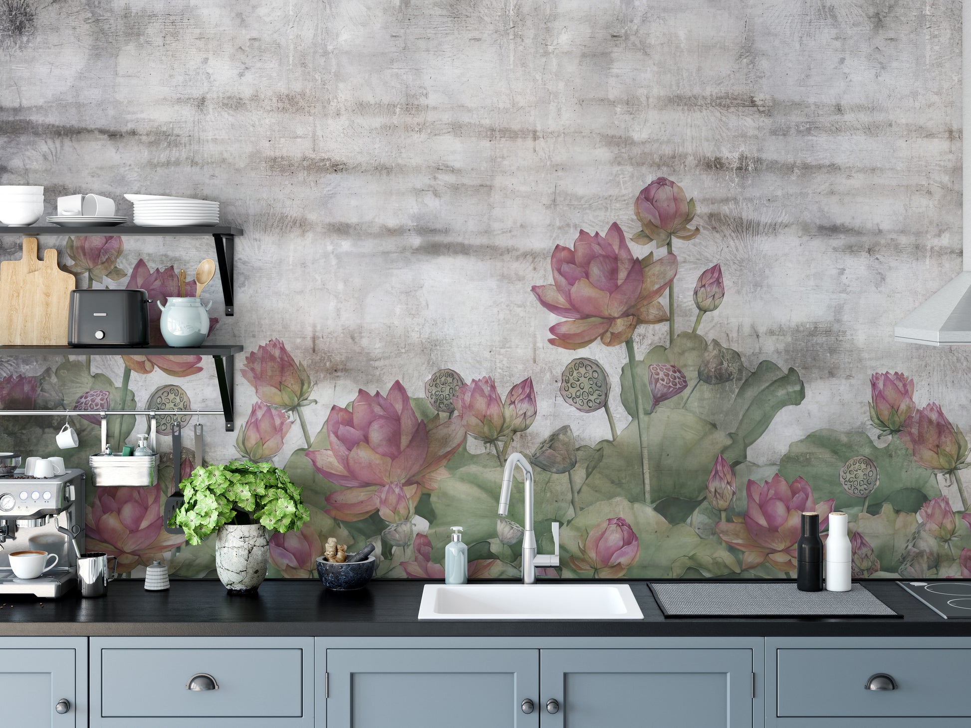 Tranquil Oriental Lotus Pond Wall Mural for walls