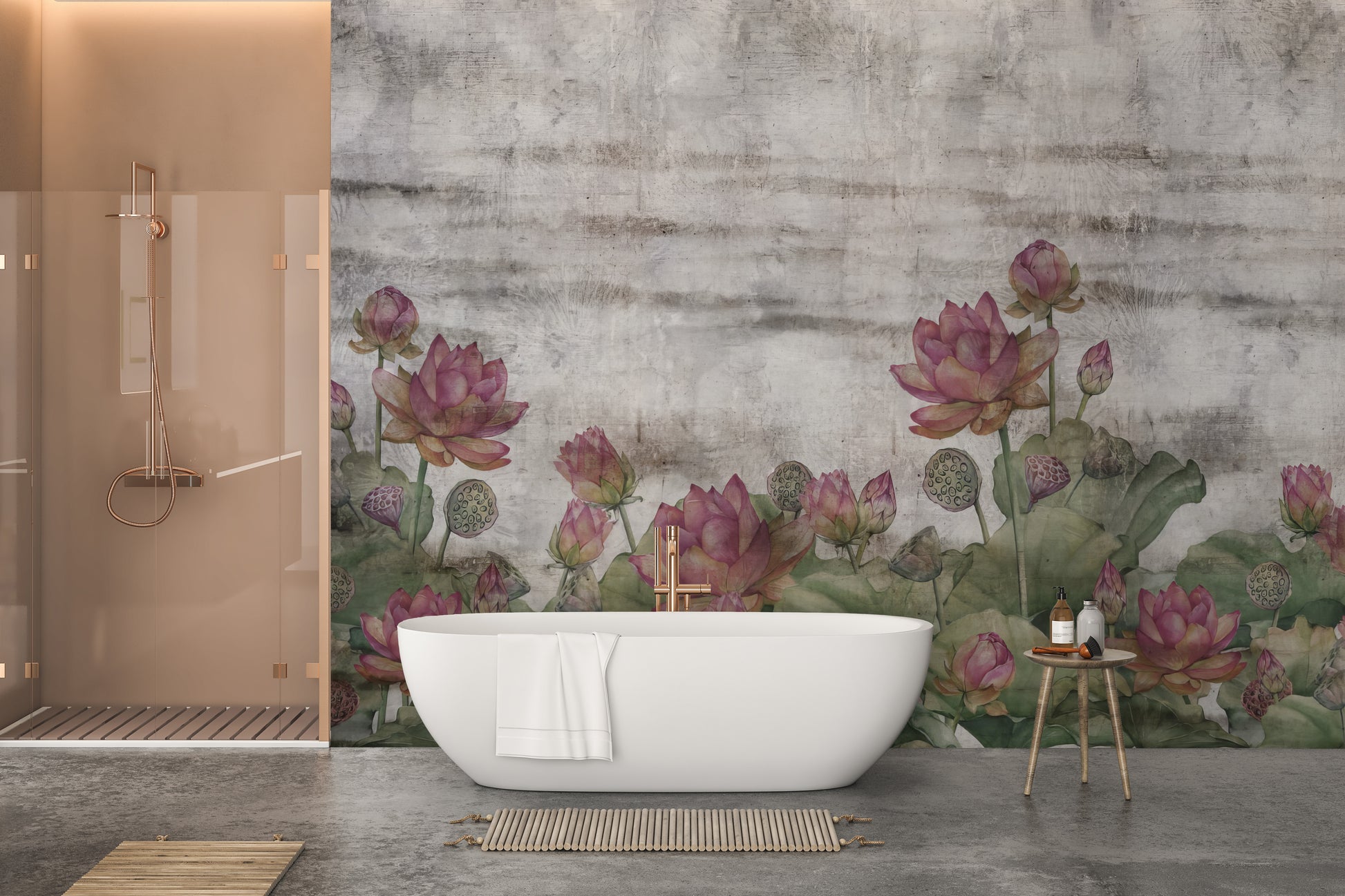 Beautiful Oriental Lotus Pond Wall Mural artwork