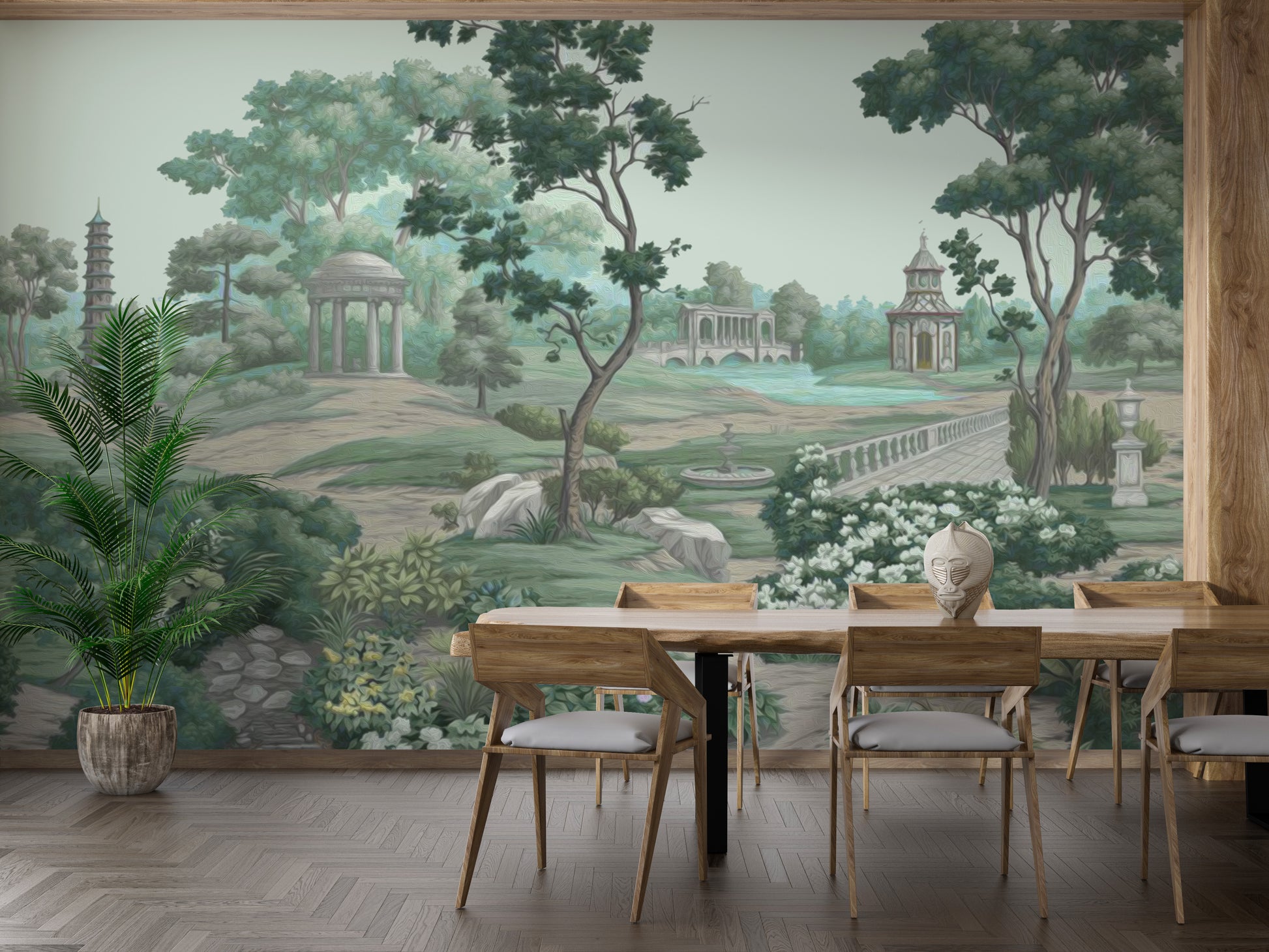 Serene Garden Wall Mural for soothing ambiance