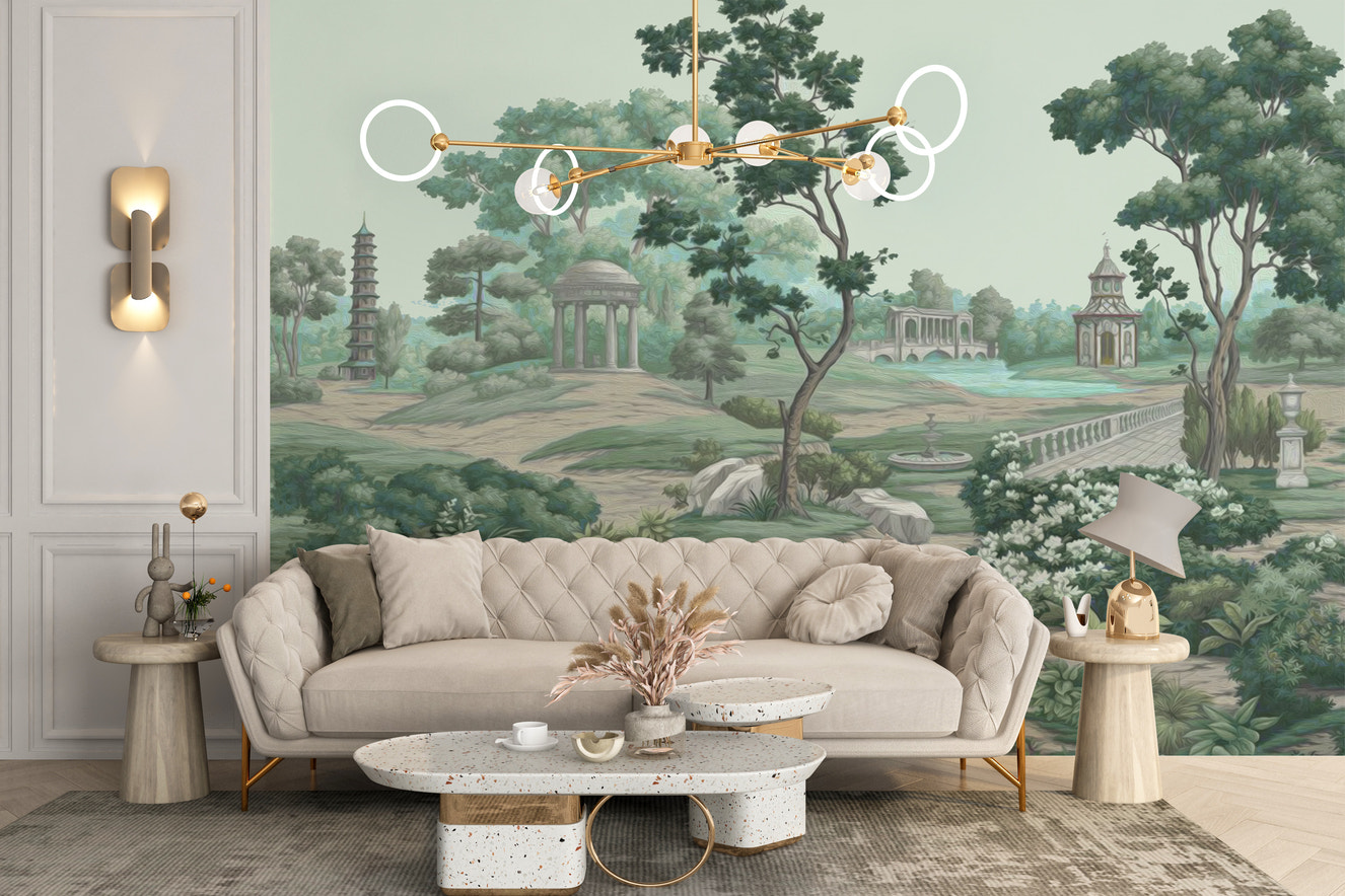 Serene Garden Wall Mural for peaceful decor