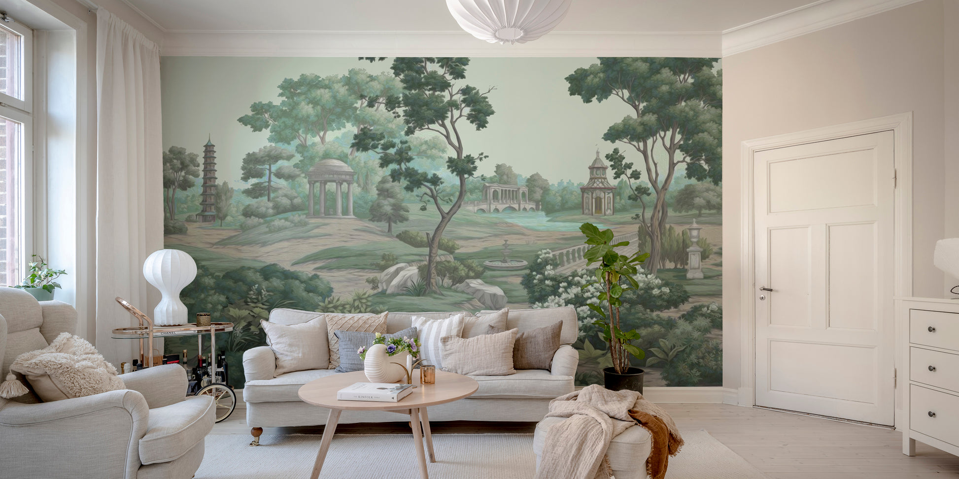 Serene Garden Wall Mural for a quiet space