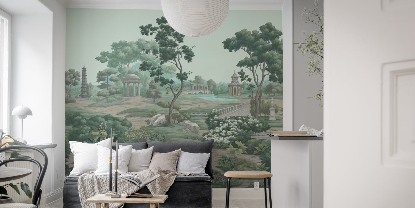 Serene Garden Wall Mural for a fresh, calm look