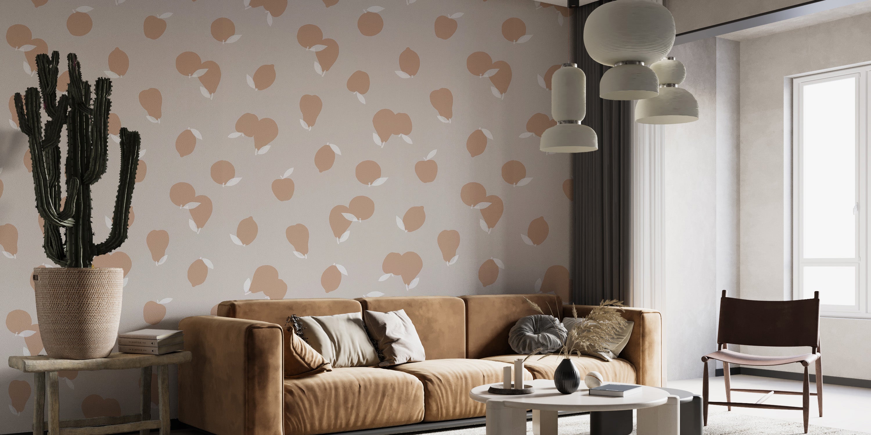 Chic Peach Blooms Wall Mural for a modern feel