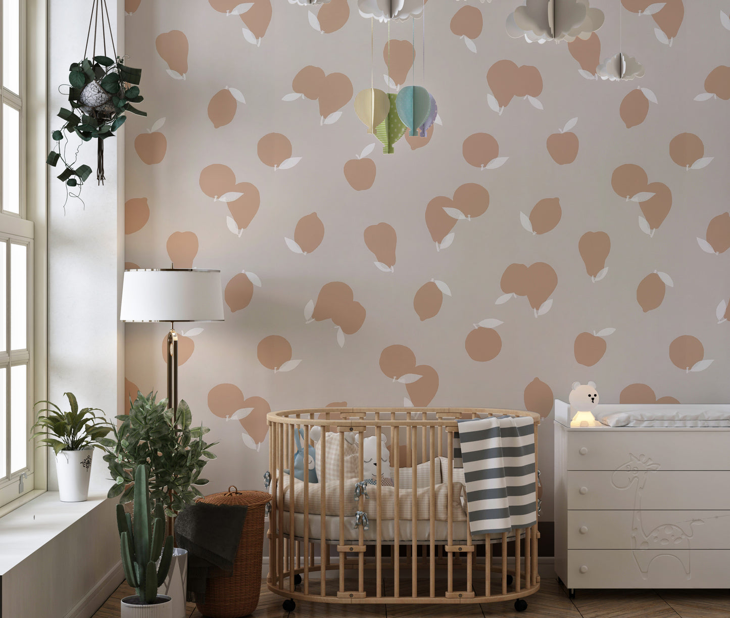 Chic Peach Blooms Wall Mural for a fresh, floral vibe