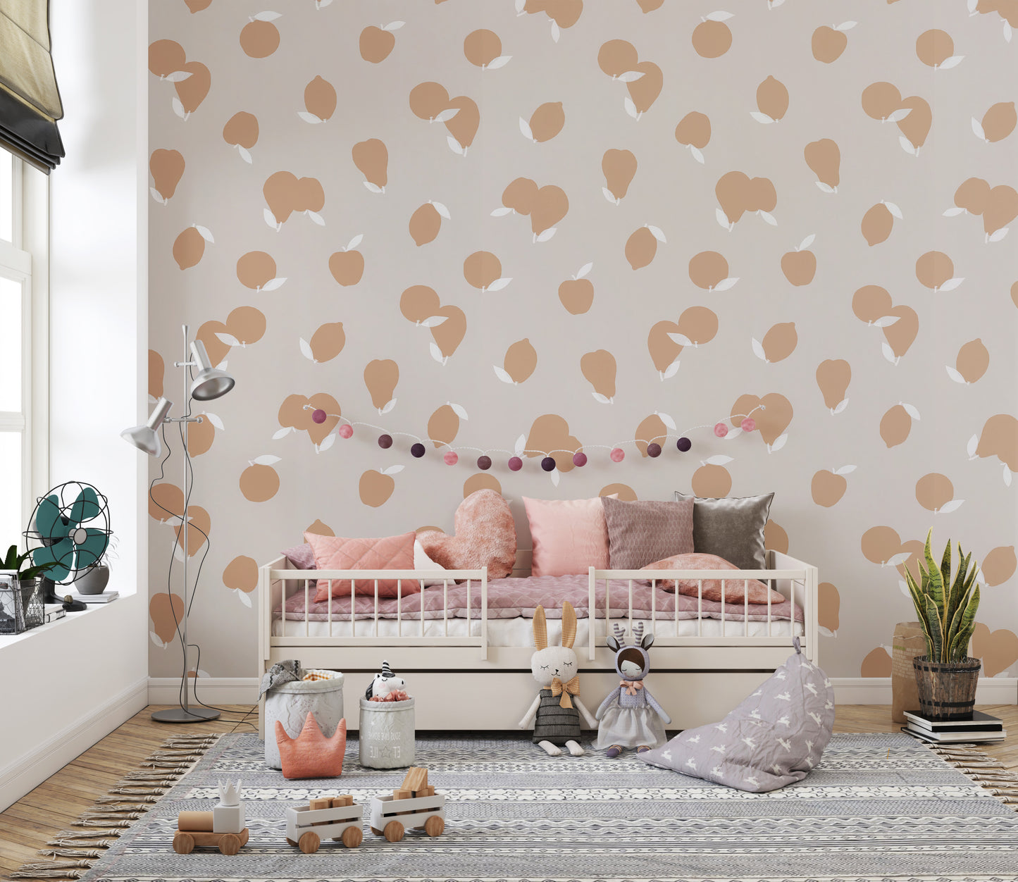 Chic Peach Blooms Wall Mural for a delicate design