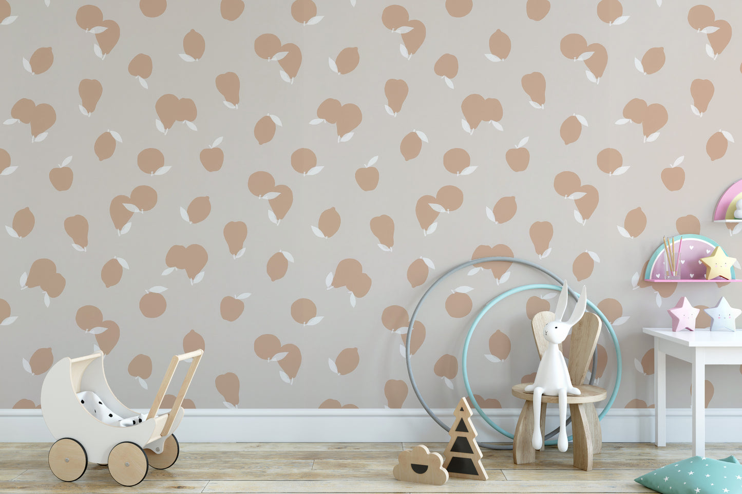 Chic Peach Blooms Wall Mural for a stylish flower theme