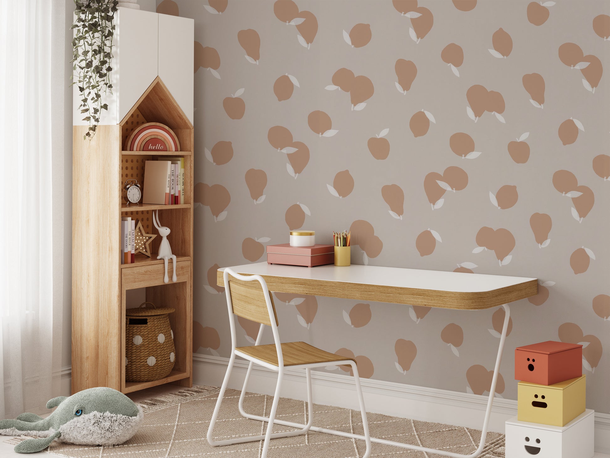 Chic Peach Blooms Wall Mural for a chic, vibrant space