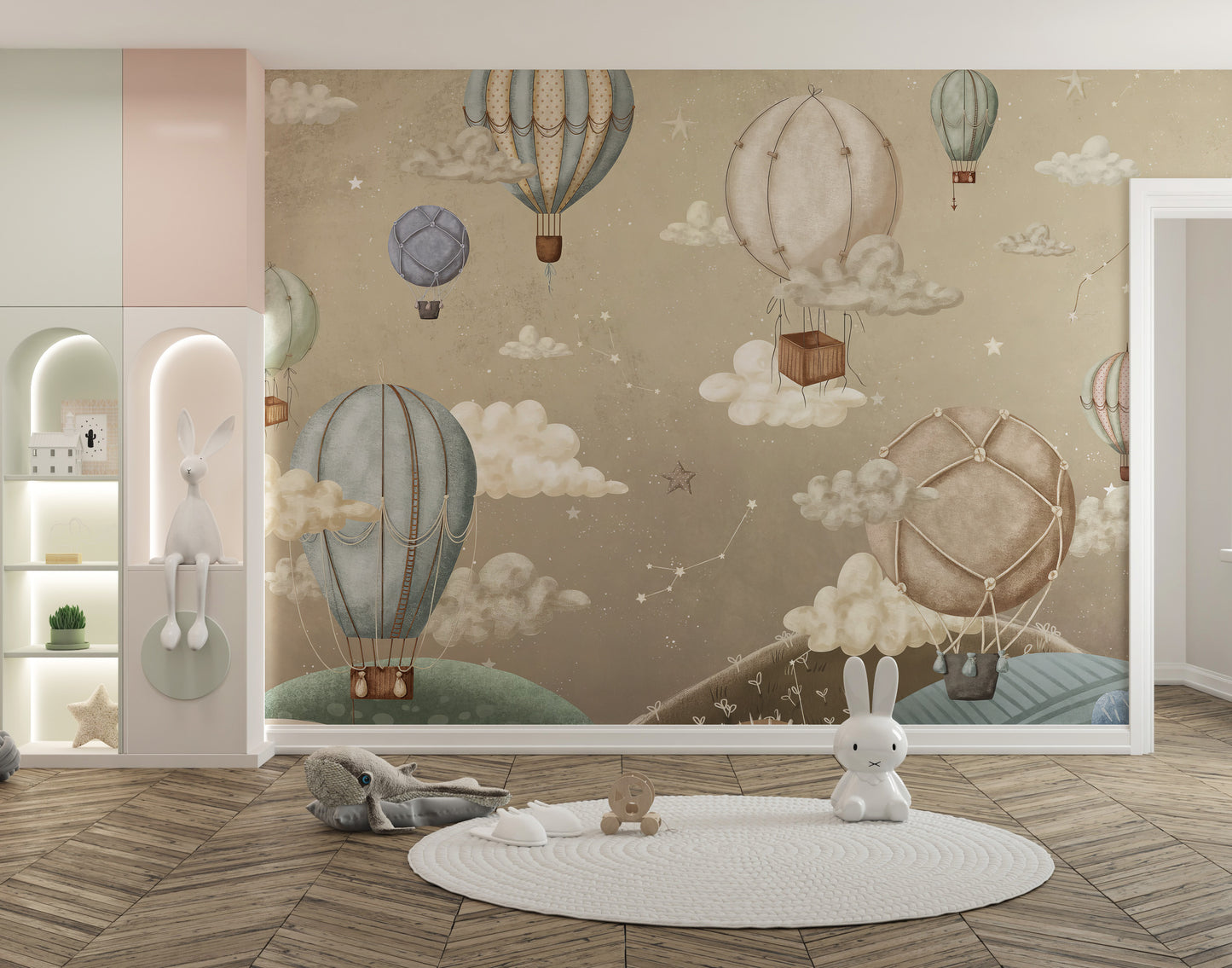 Vintage Balloons Wallpaper Mural for a cheerful vibe