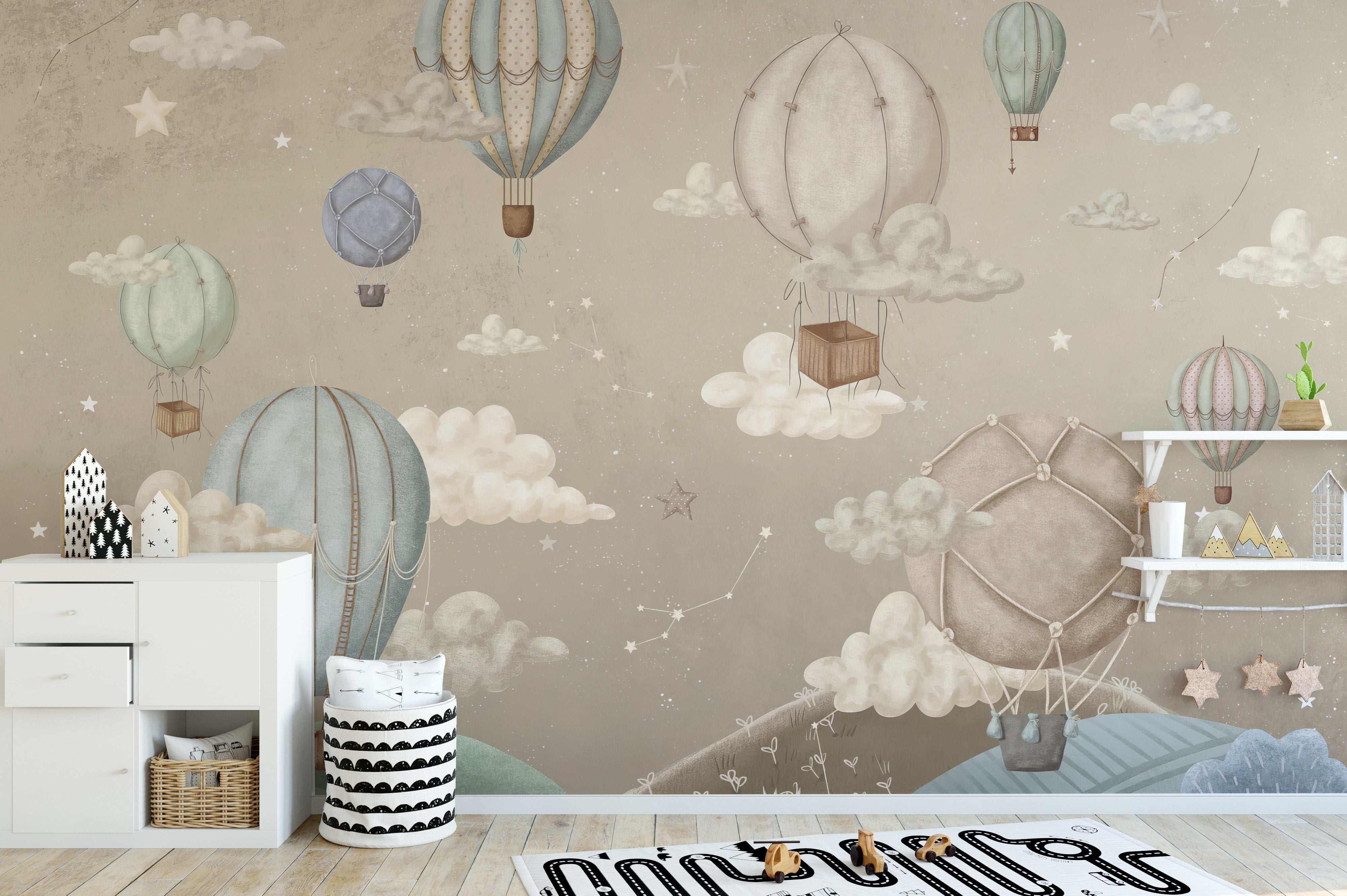 Vintage Balloons Wallpaper Mural for a dreamy atmosphere