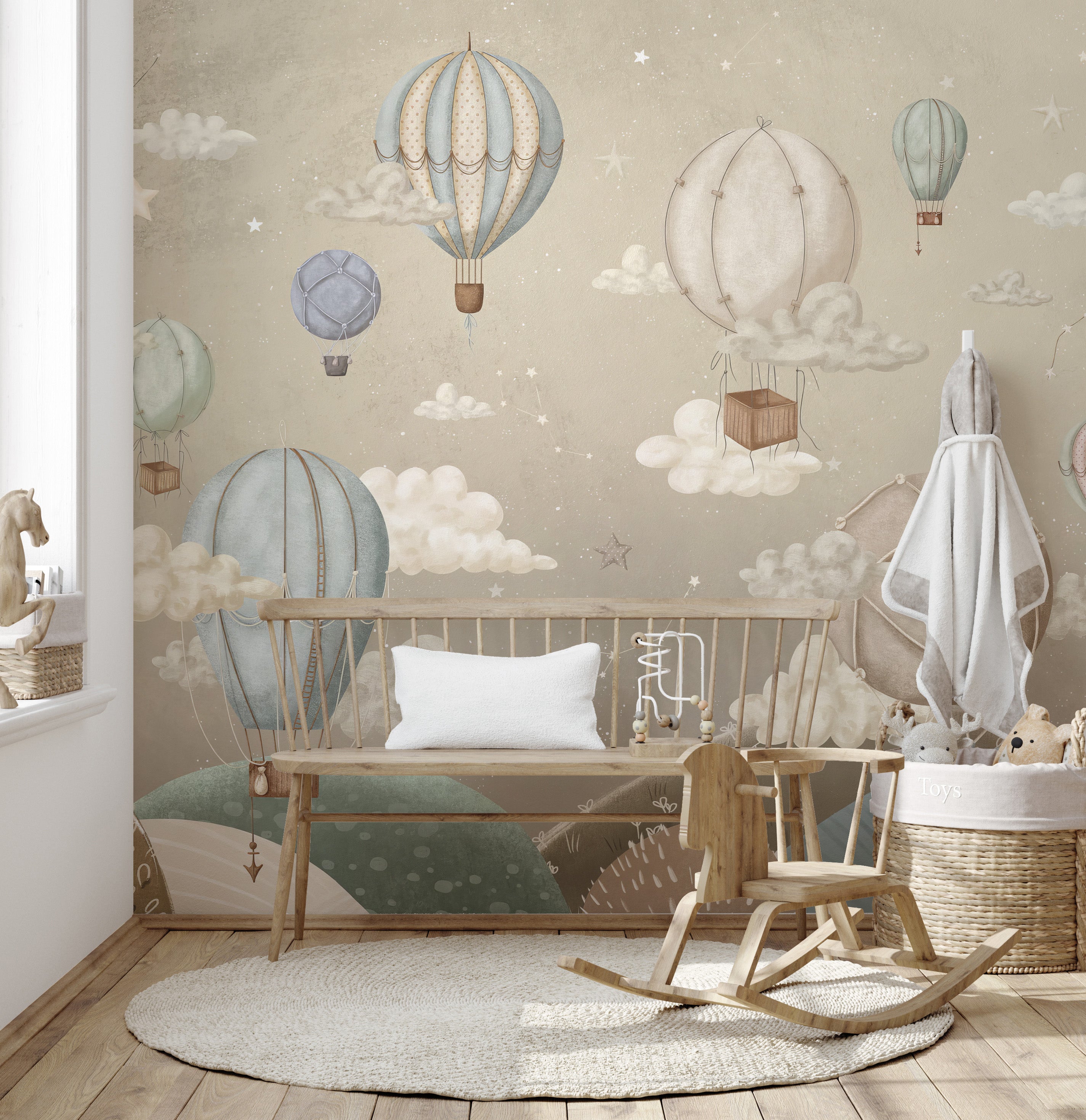 Vintage Balloons Wallpaper Mural for a fun, whimsical look