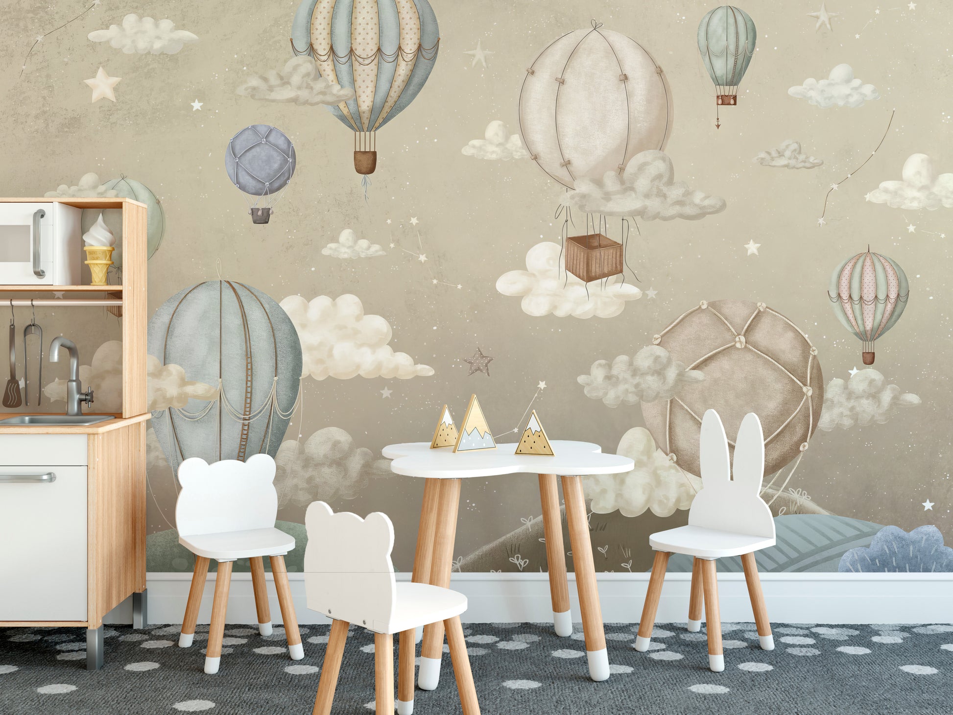 Vintage Balloons Wallpaper Mural for a lighthearted space