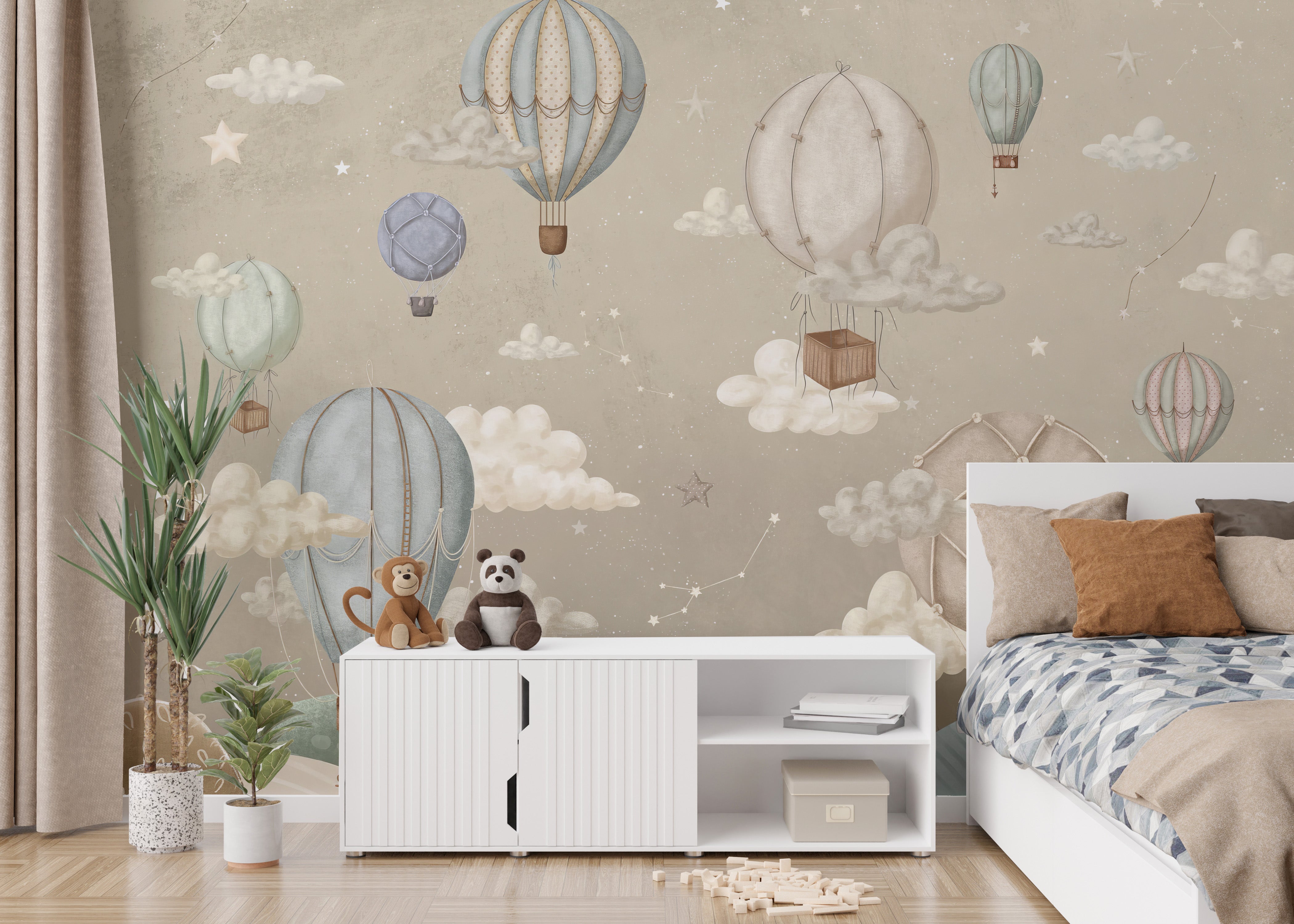 Vintage Balloons Wallpaper Mural for a retro touch