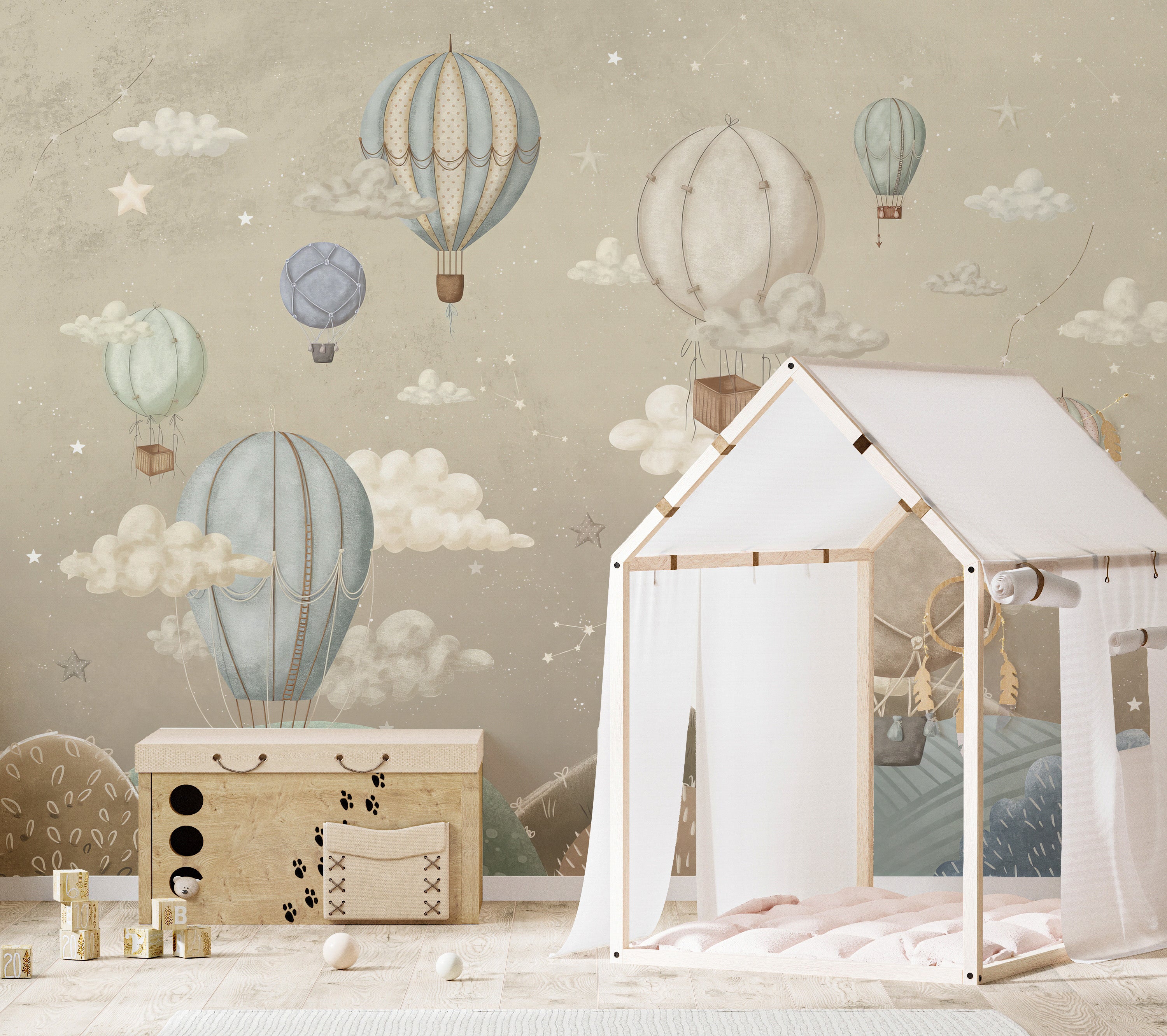 Vintage Balloons Wallpaper Mural for a classic look